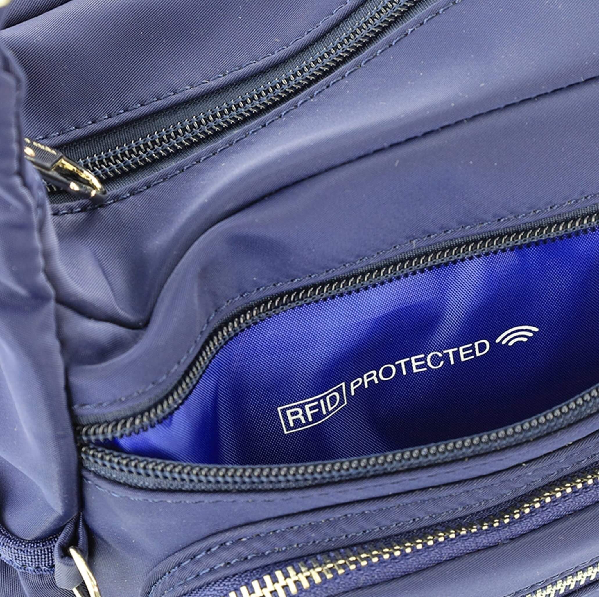 Pierre Cardin RFID Anti-Theft Nylon Crossbody Bag In Navy