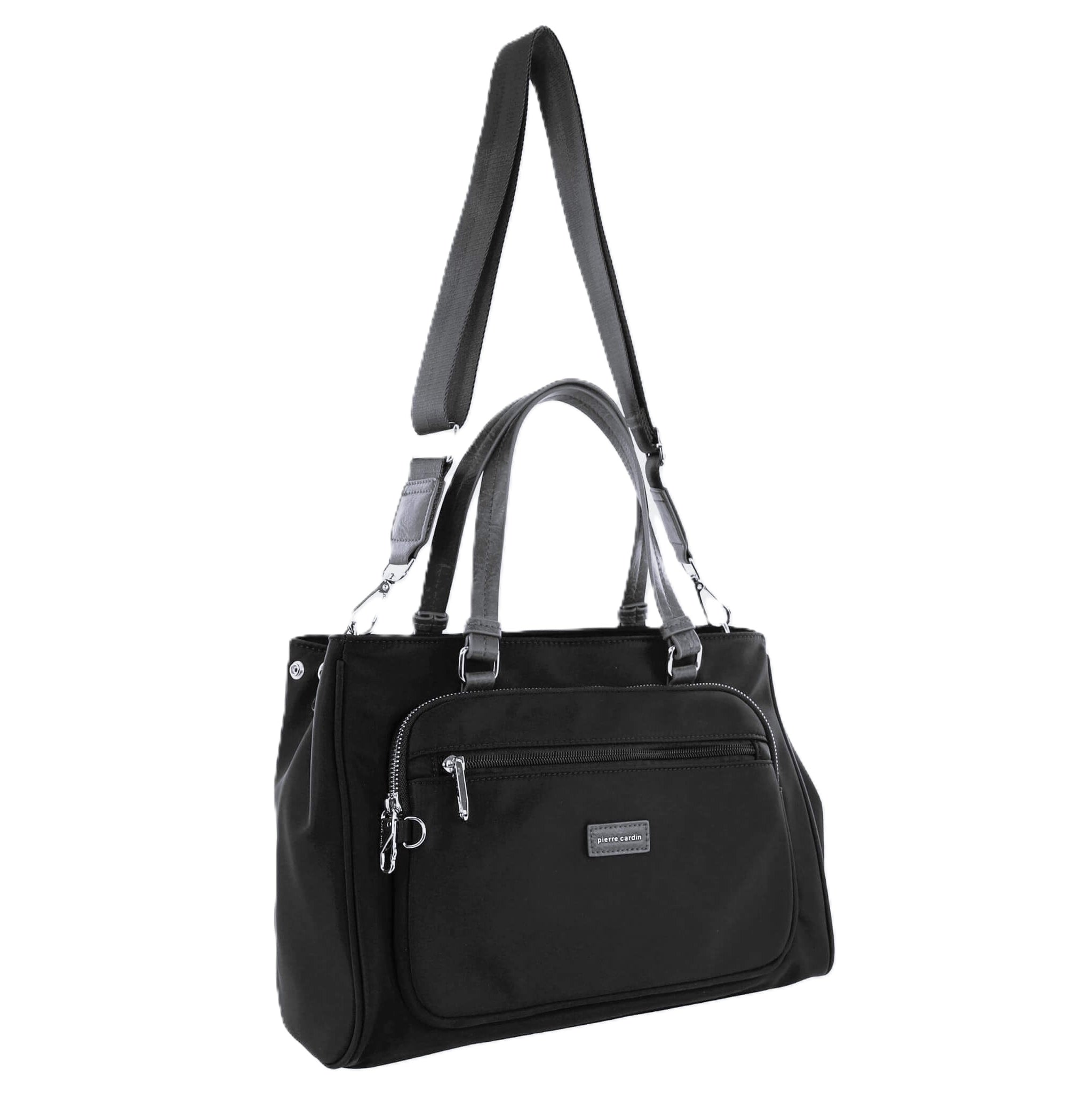 Pierre Cardin RFID Anti-Theft Nylon Mini Tote/Crossbody Bag In Black