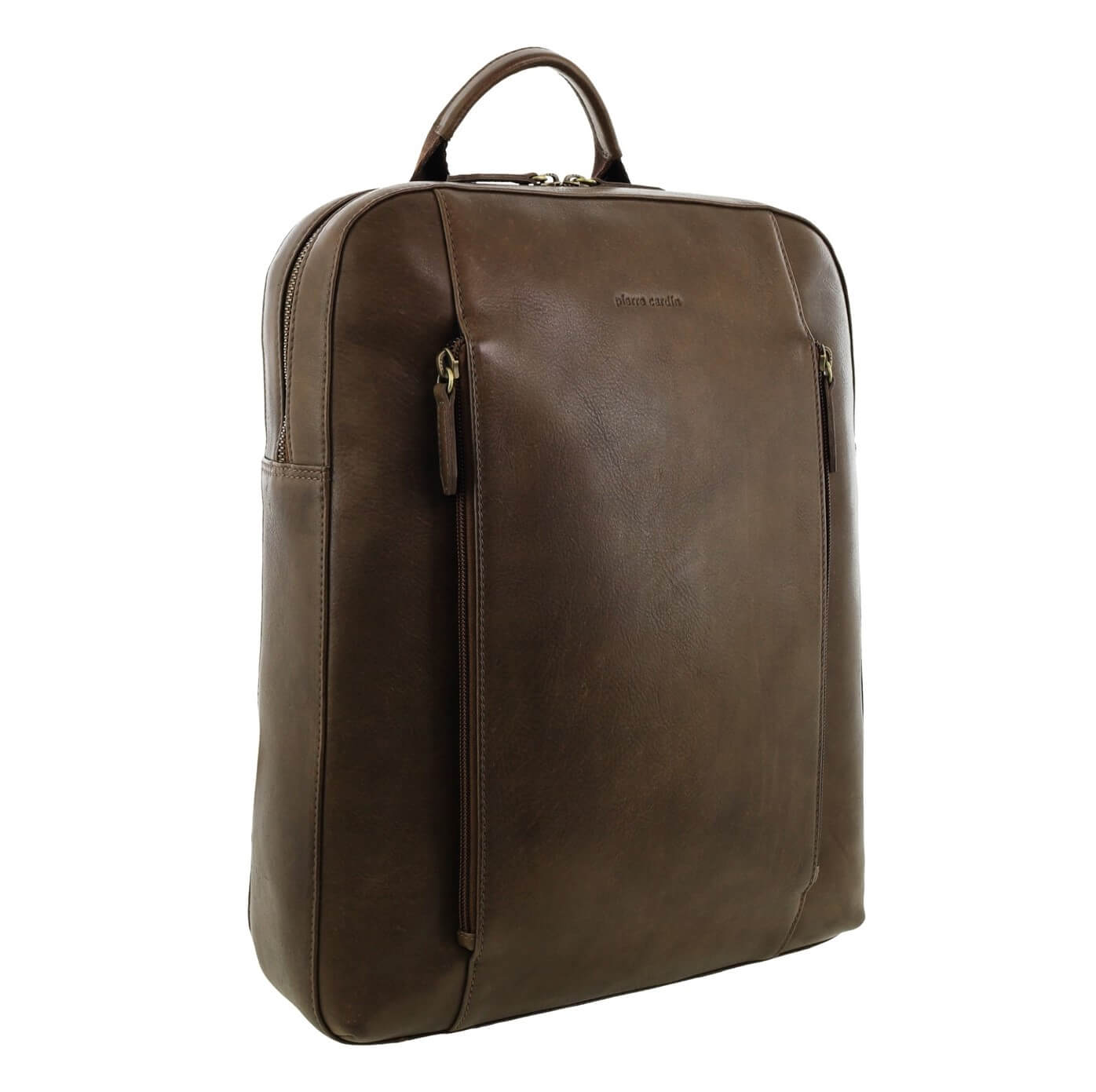 Pierre Cardin Men’s Leather Business-Laptop Backpack in Oak