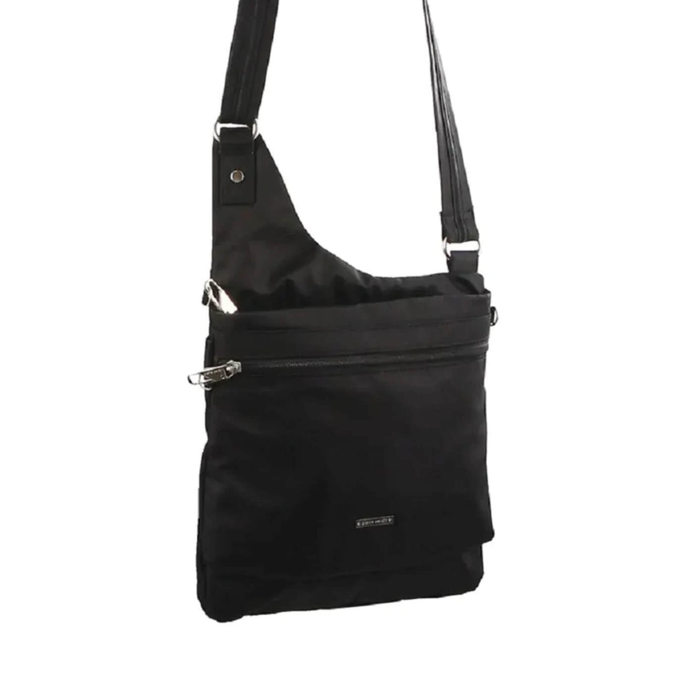 Pierre Cardin Ladies Anti-Theft-RFID Nylon Crossbody Bag in Black