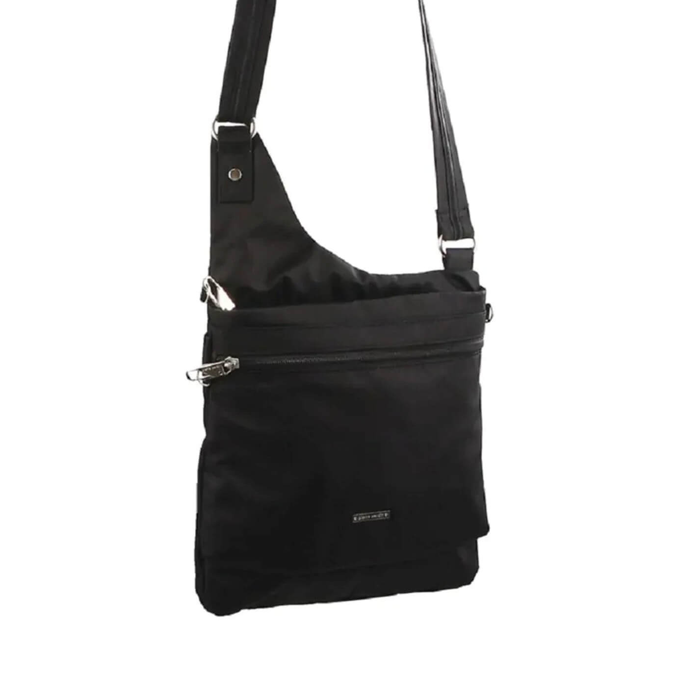 Pierre Cardin Ladies Anti-Theft-RFID Nylon Crossbody Bag in Black