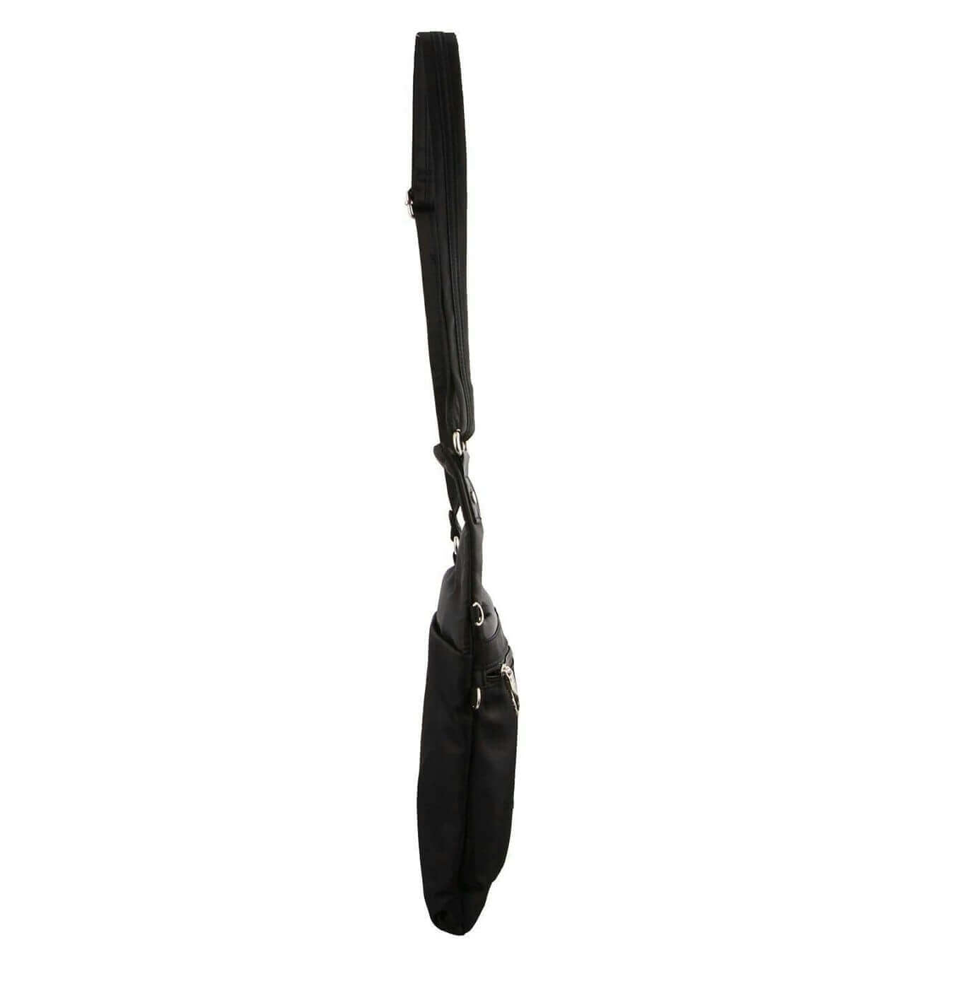 Pierre Cardin Ladies Anti-Theft-RFID Nylon Crossbody Bag in Black