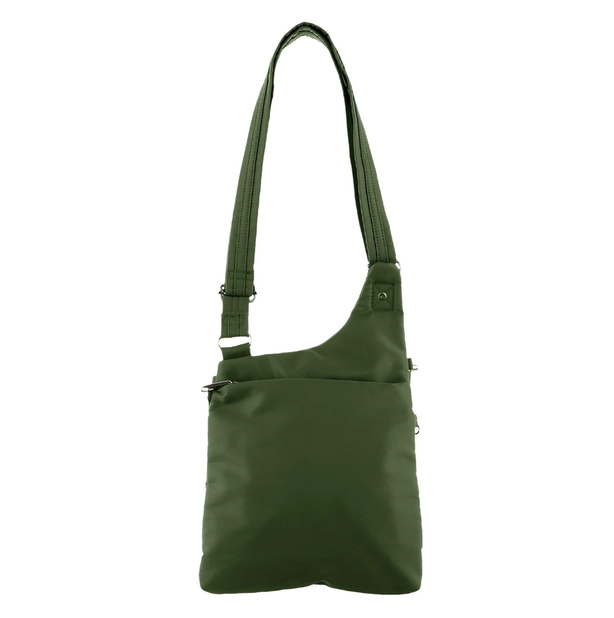 Pierre Cardin Ladies Anti-Theft-RFID Nylon Crossbody Bag in Olive