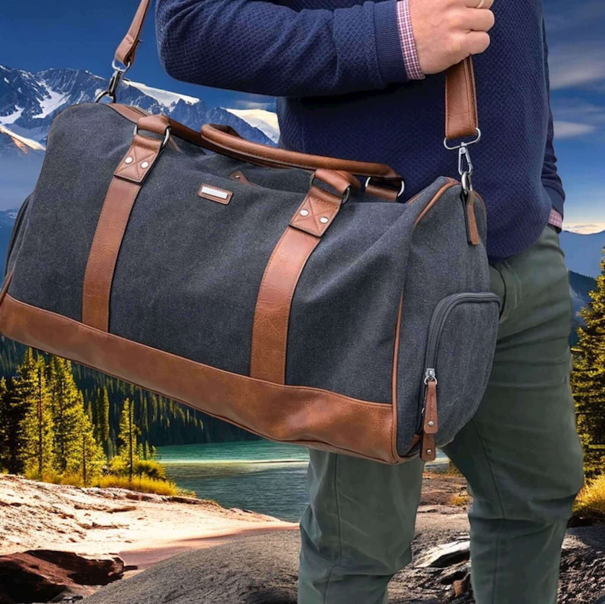 Pierre Cardin PC2581 Canvas Overnight Duffle Bag/Black