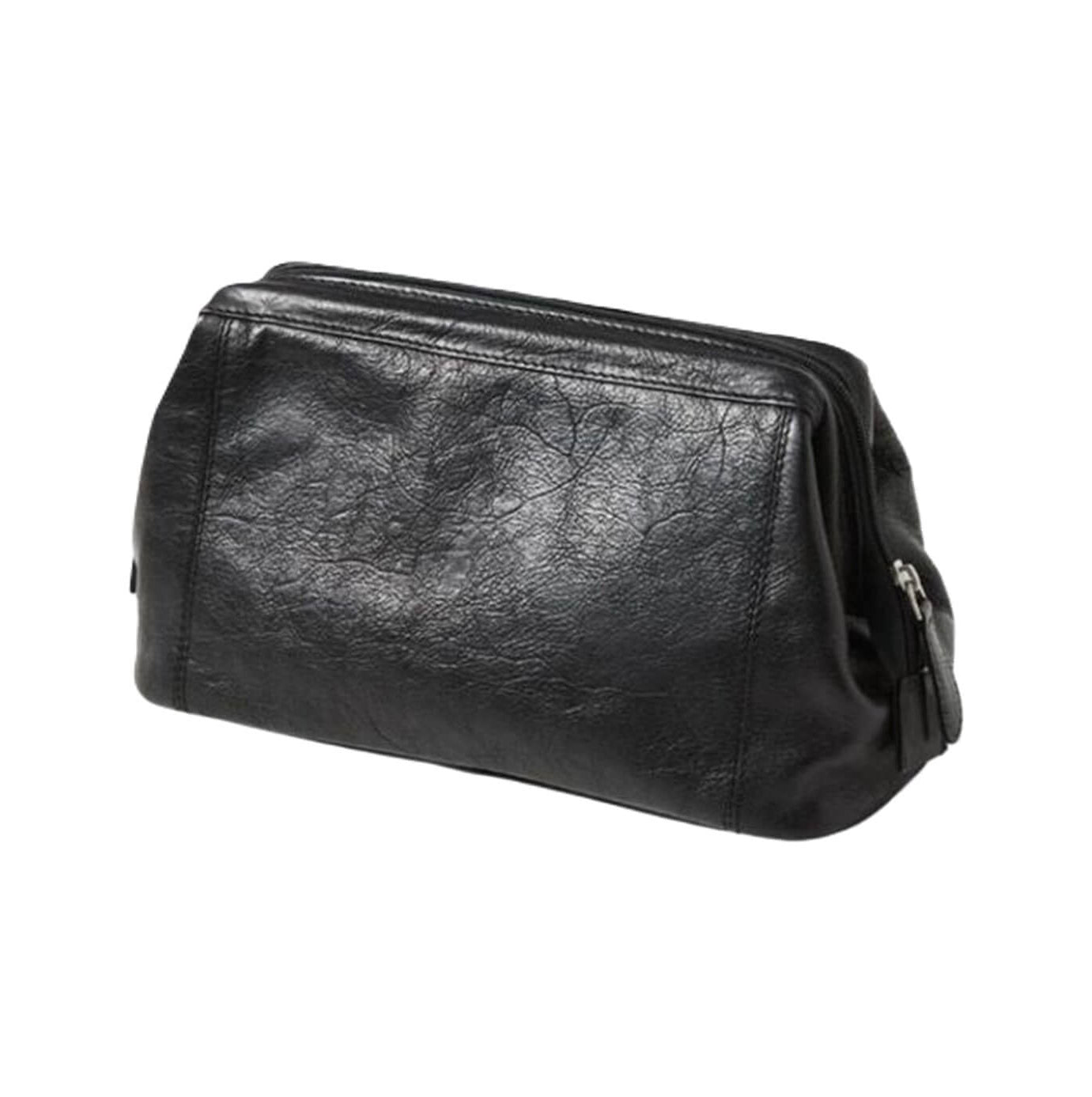 Pierre Cardin Men's Leather Travel and Toiletry Bag in Black