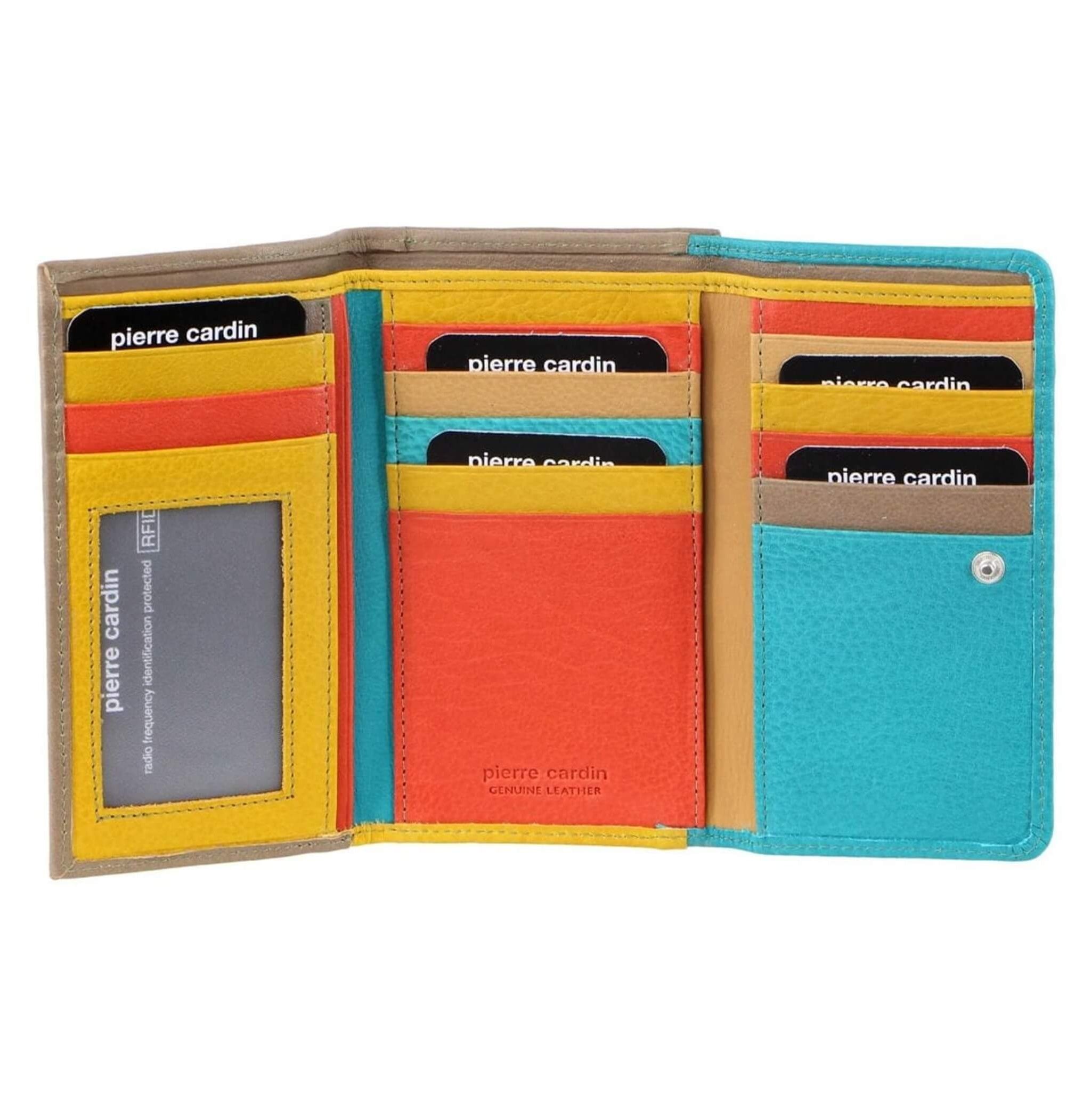 Pierre Cardin Multi-Colour Ladies Leather Tri-fold Wallet in Turquoise