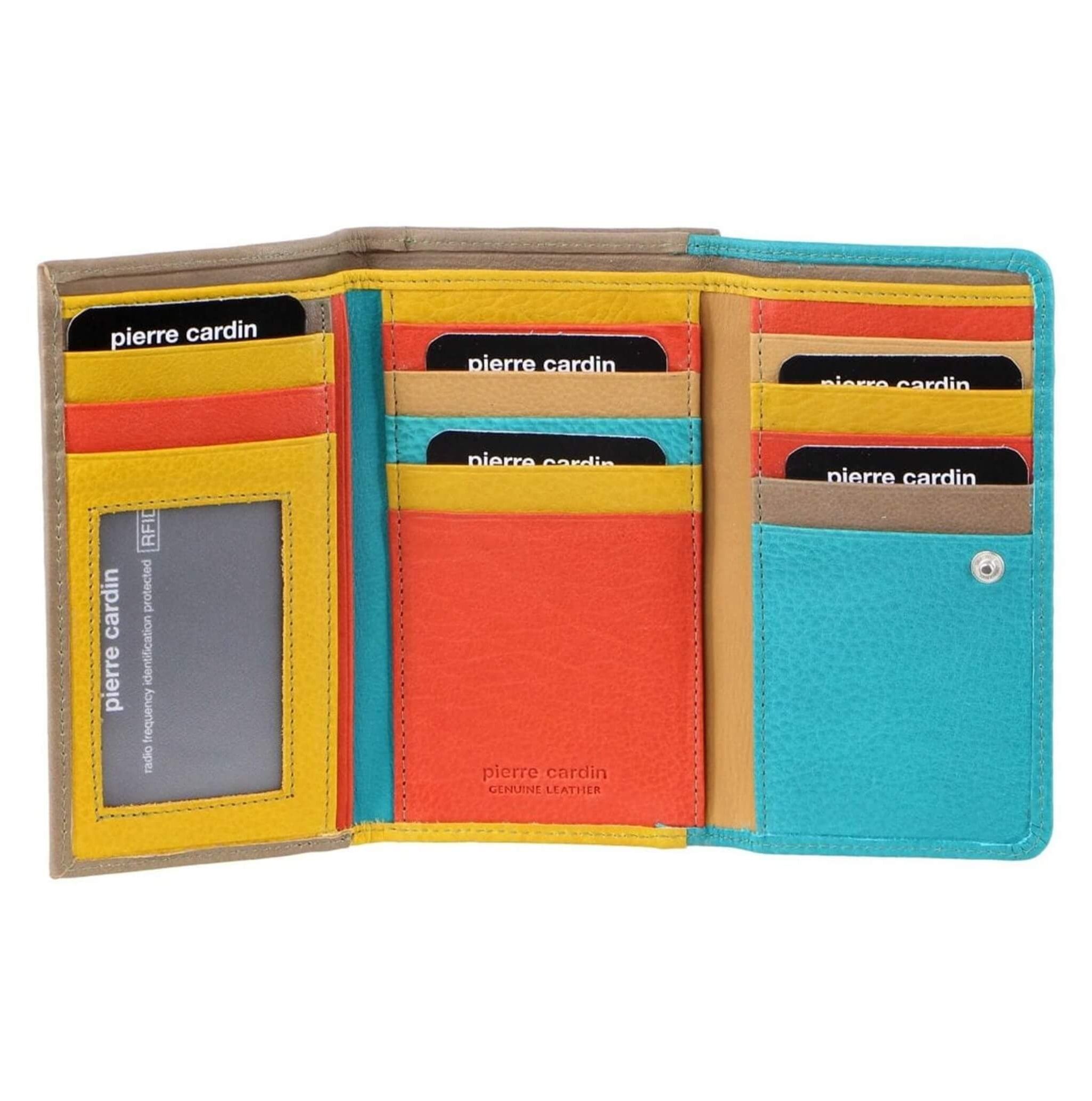 Pierre Cardin Multi-Colour Ladies Leather Tri-fold Wallet in Turquoise