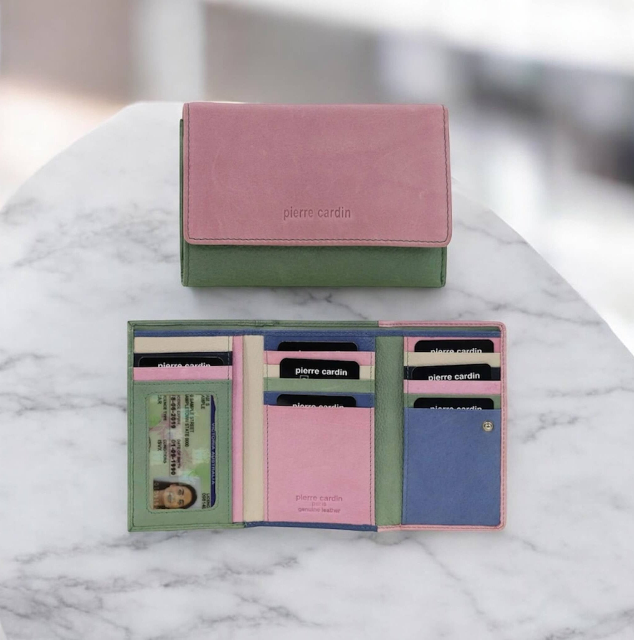 Pierre Cardin Multi-Colour Ladies Leather Tri-fold Wallet in Lavender