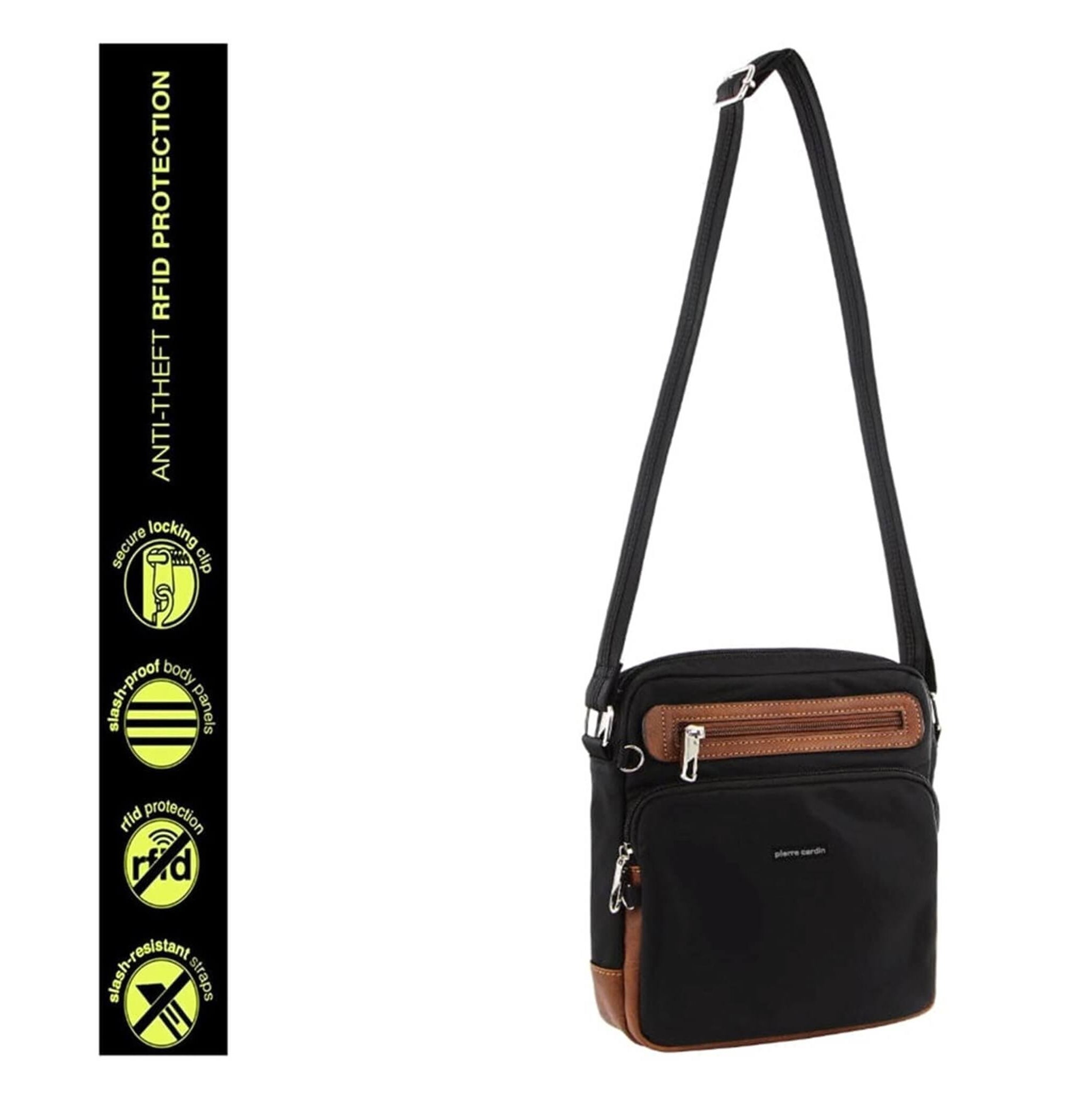 Pierre Cardin PC3265 Nylon Anti-Theft 2-Tone Cross Body-bag/Black