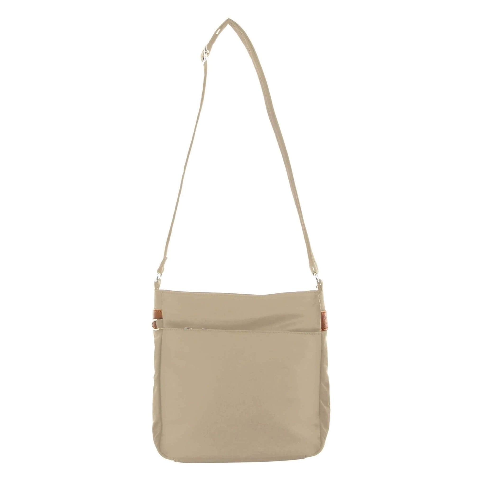 Pierre Cardin Ladies Nylon Anti-Theft 2-Tone Crossbody bag in Camel