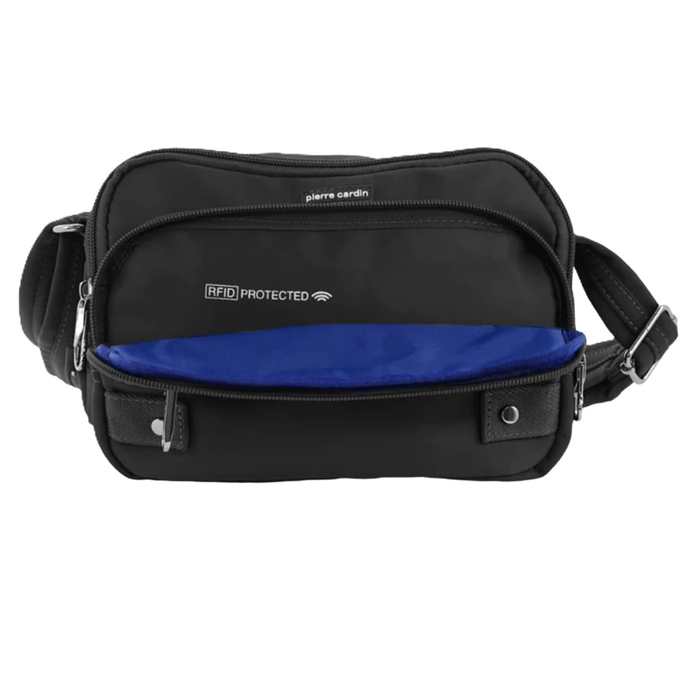 Pierre Cardin Ladies Nylon Anti-Theft RFID Crossbody Bag in Black