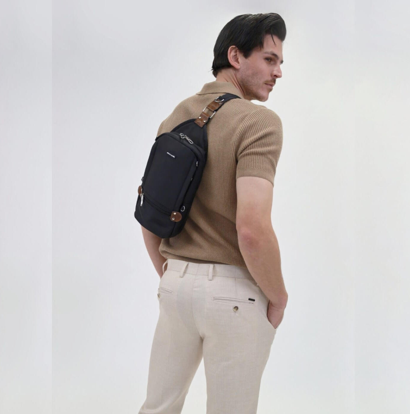 Pierre Cardin PC3270 Nylon Anti-Theft Cross Body Bag/Black