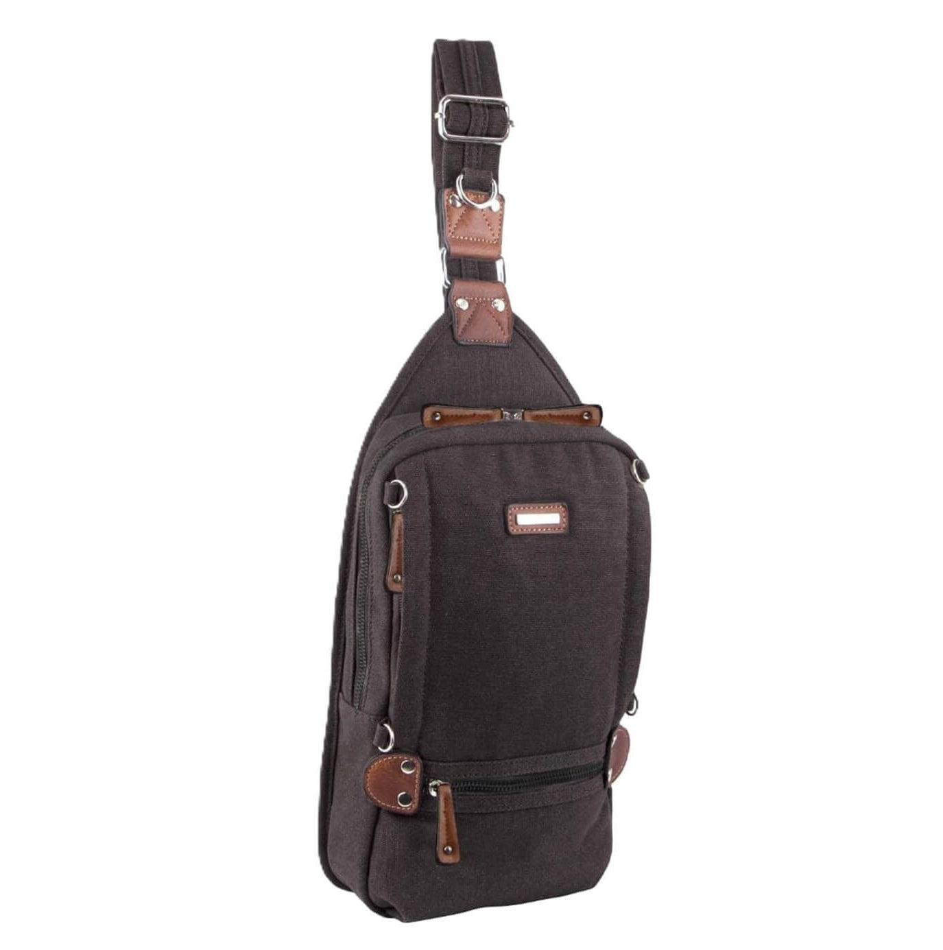 Pierre Cardin Canvas-Leather Crossbody Sling Bag in Black