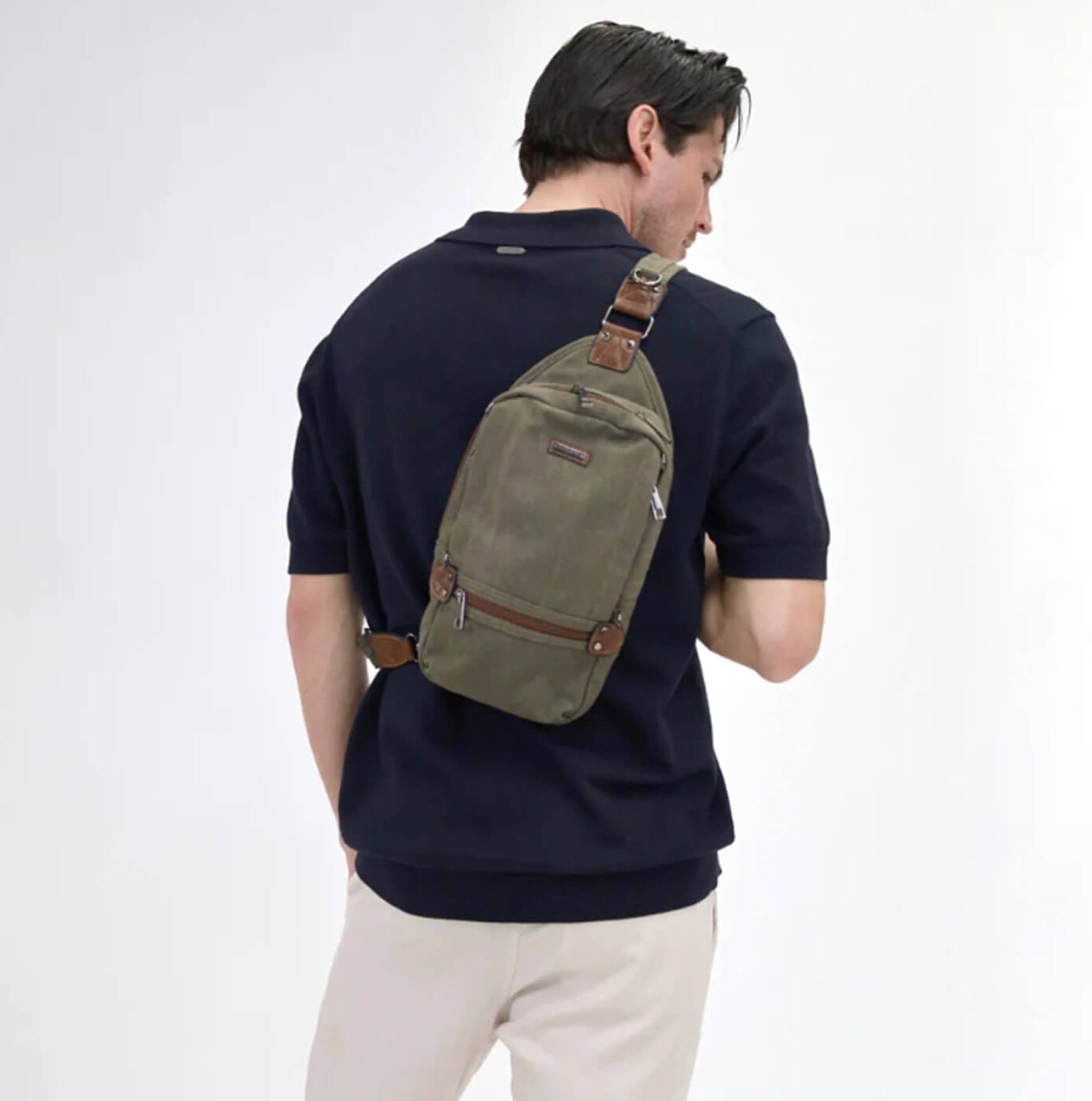 Pierre Cardin PC3271 Canvas Cross Body-Sling Bag/Brown