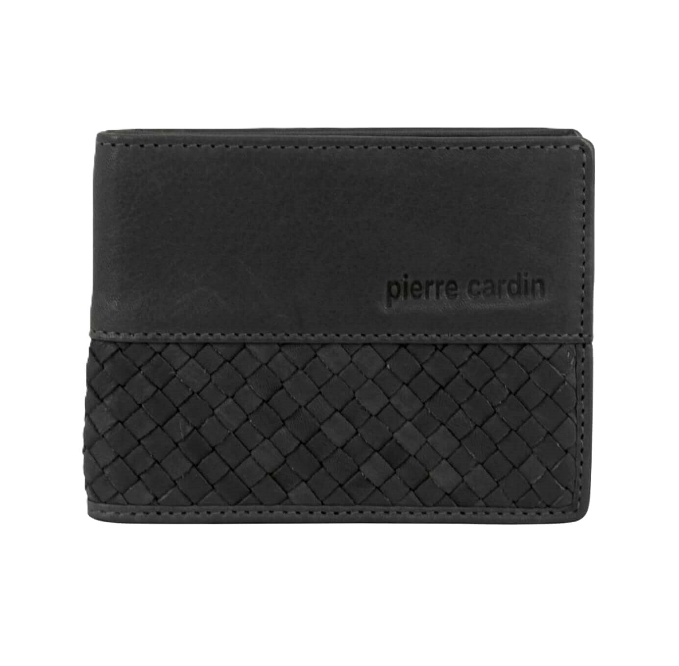 Pierre Cardin PC3465 Woven Embossed Leather Bi-fold Wallet/Black
