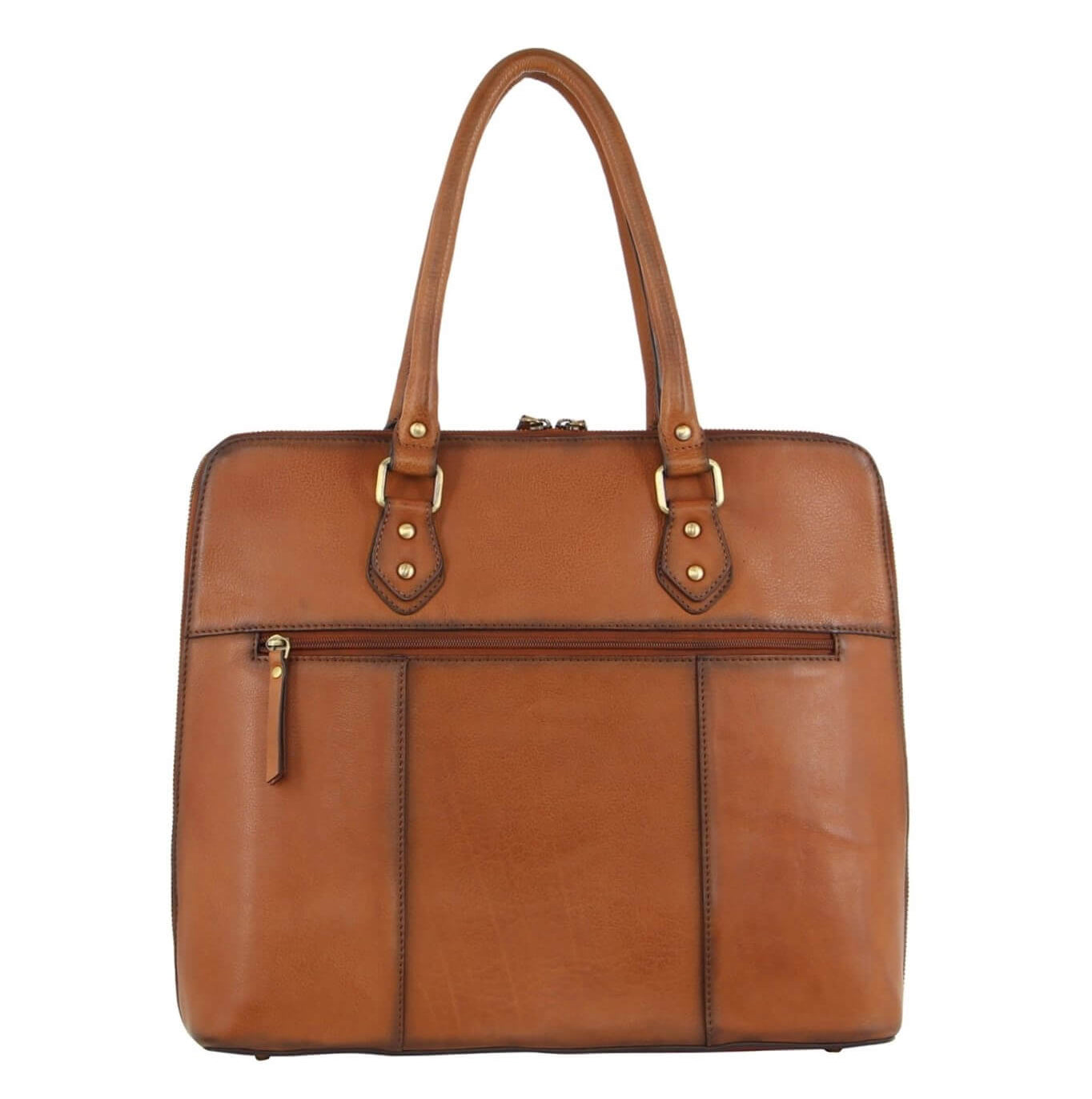 Pierre Cardin Burnished Leather Ladies Computer Bag in Cognac
