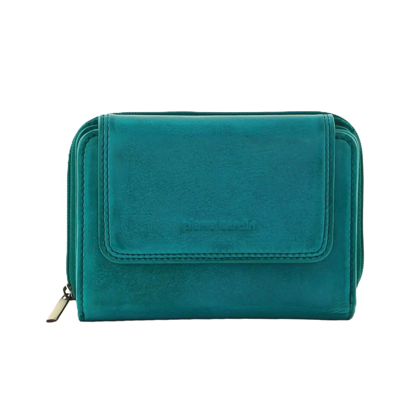 Pierre Cardin Women’s Leather Compact RFID Bi-Fold Wallet in Aqua