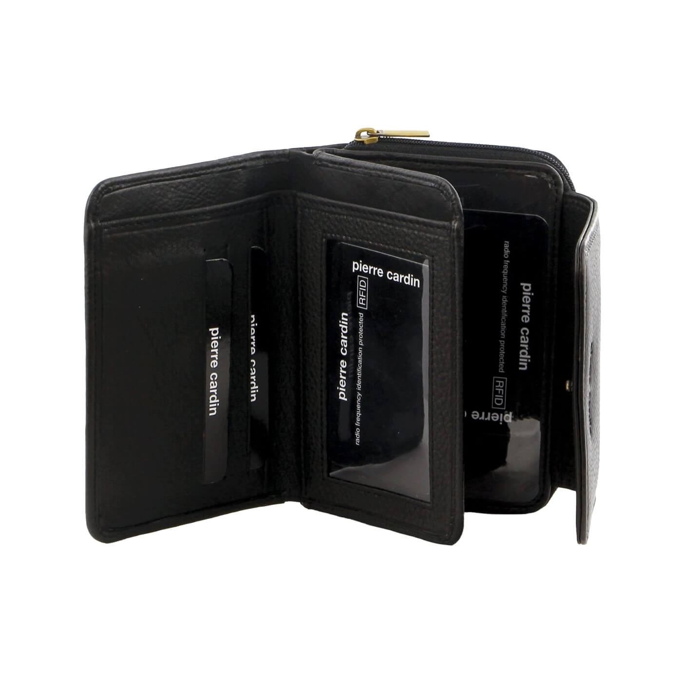 Pierre Cardin Women’s Leather Compact Bi-Fold RFID Wallet in Black