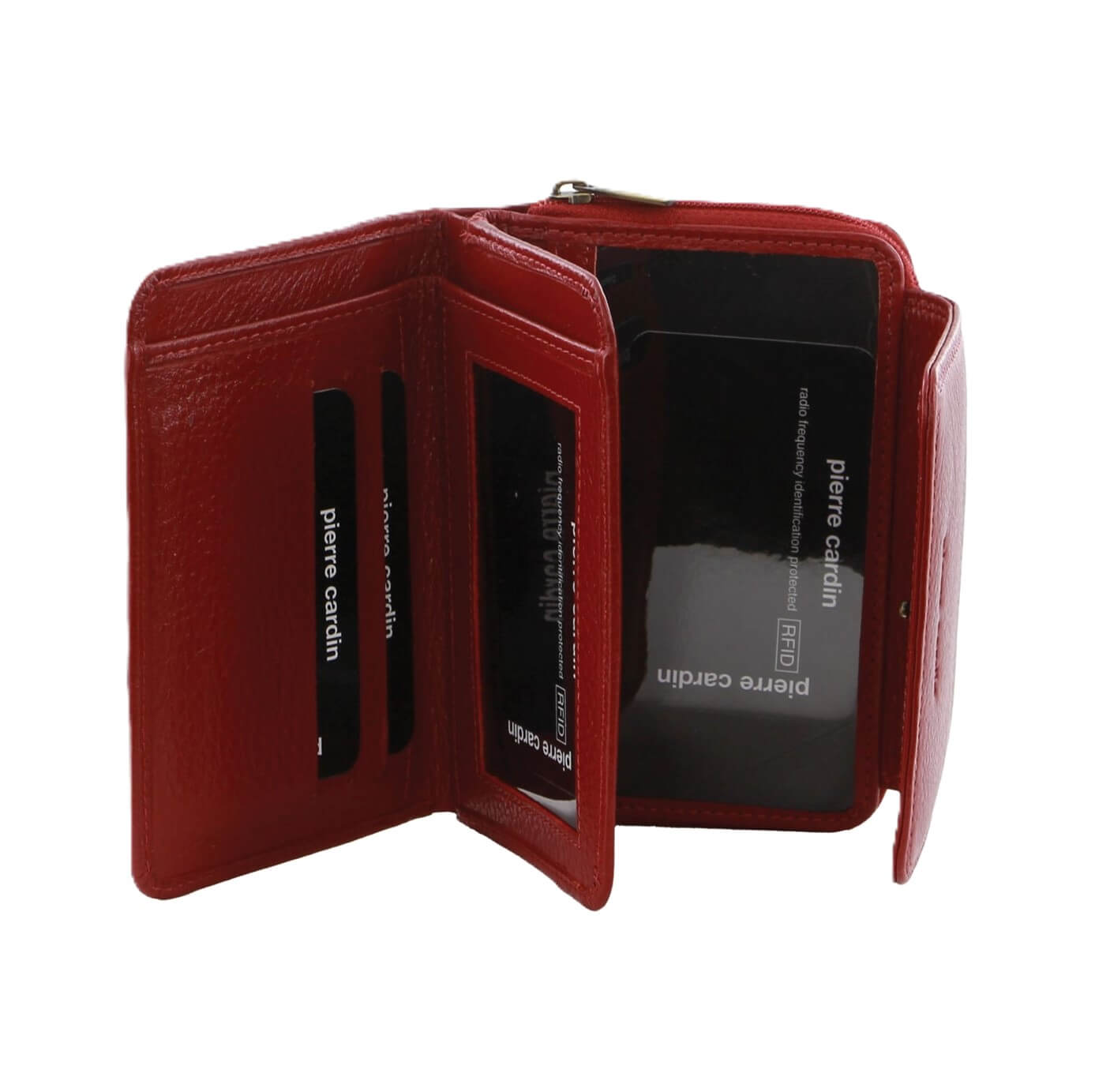 Pierre Cardin Women’s Leather Compact Bi-Fold Wallet in Red