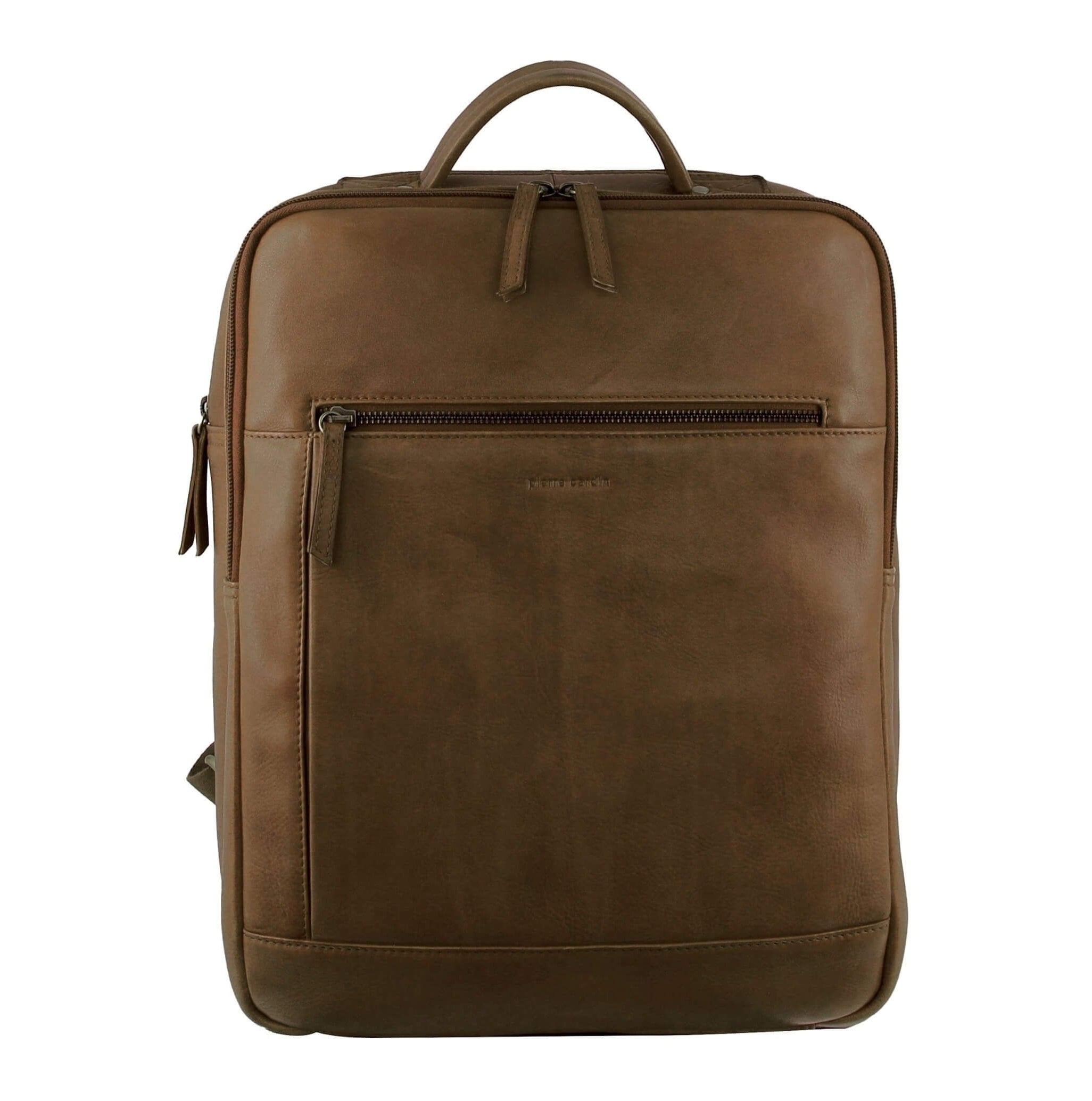 Pierre Cardin Italian Leather Business-Laptop Backpack in Oak
