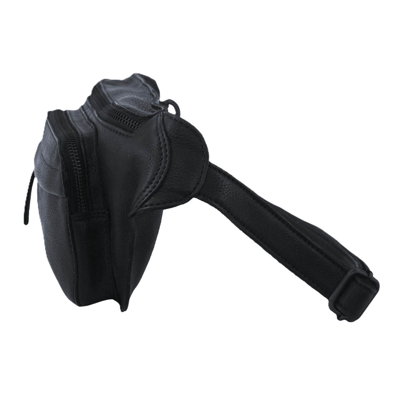 Pierre Cardin Unisex Italian Rustic Leather Belt Bag in Black