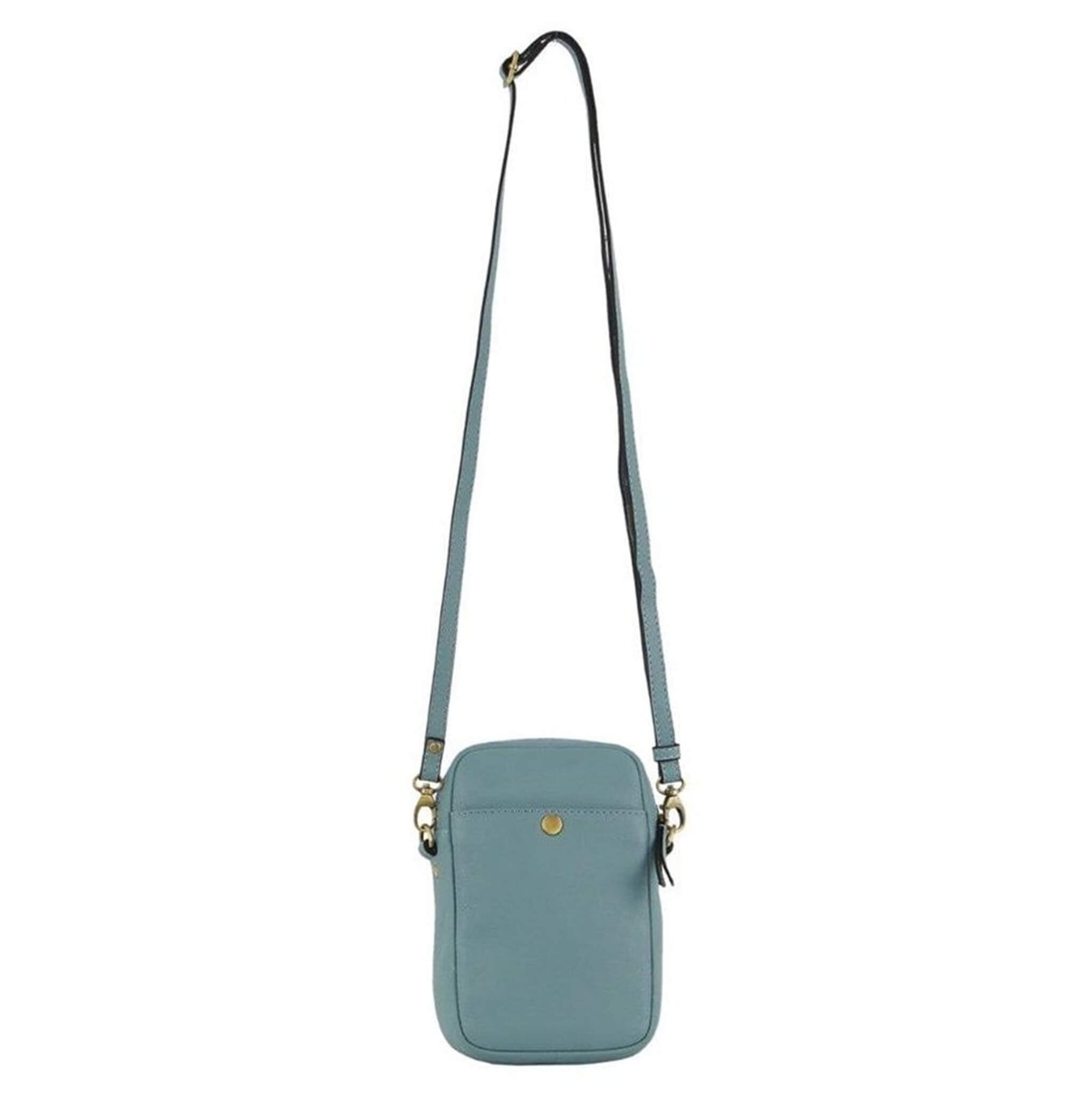 Pierre Cardin RFID Ladies Textured Leather Phone Bag in Blue
