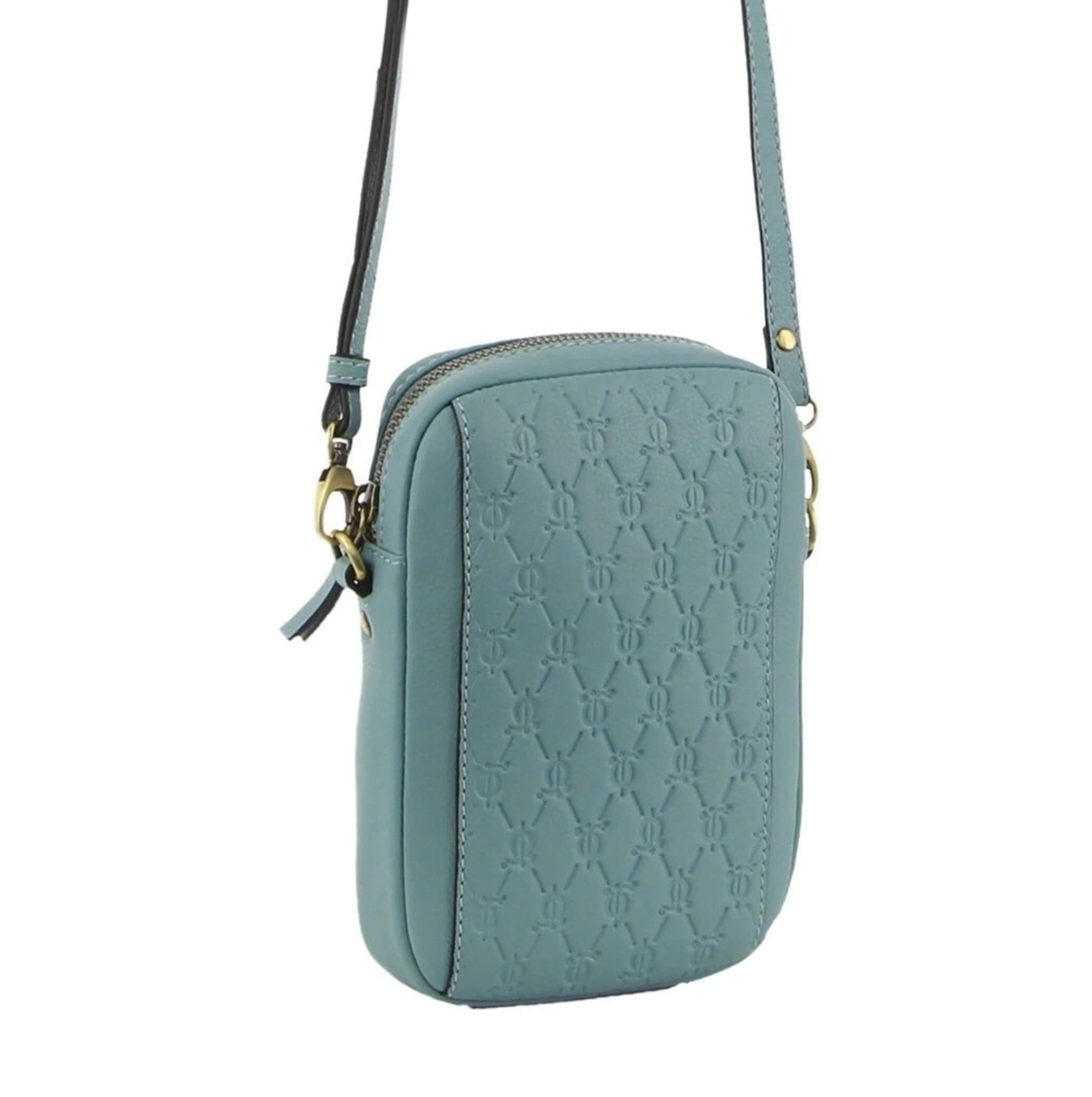 Pierre Cardin RFID Ladies Textured Leather Phone Bag in Blue