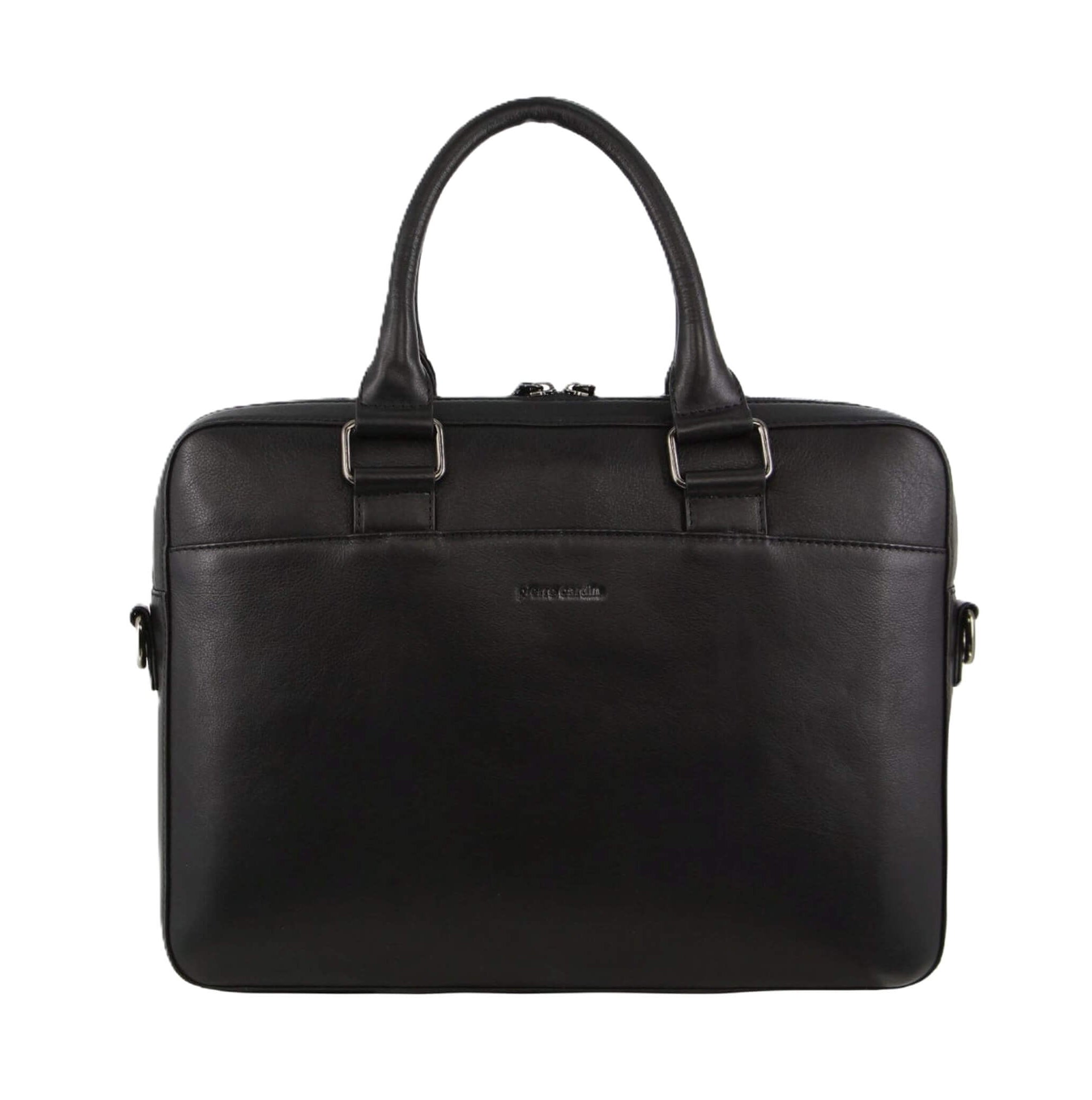 Pierre Cardin Italian Leather Business-Laptop Bag in Black