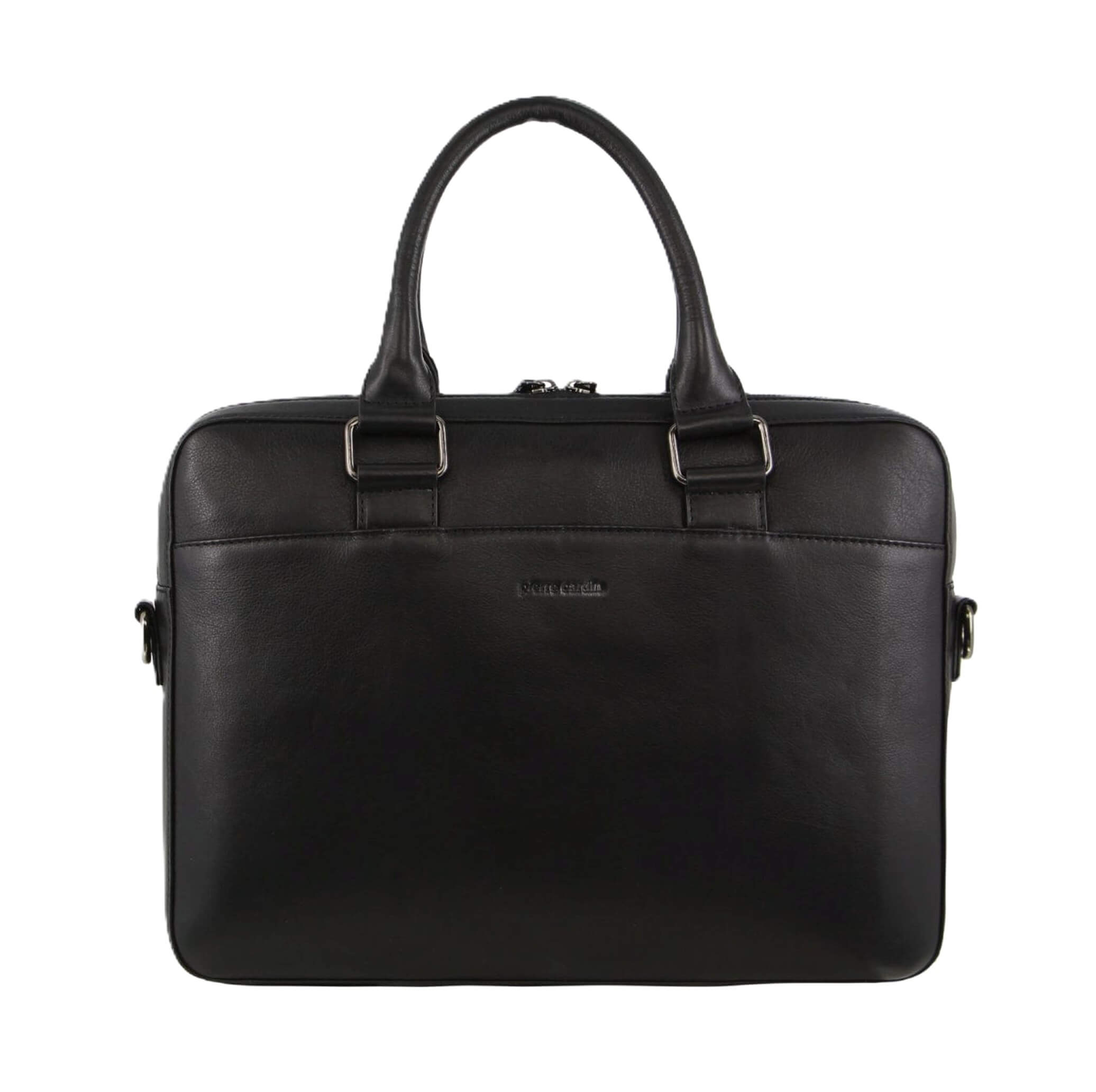 Pierre Cardin Italian Leather Business-Laptop Bag in Black
