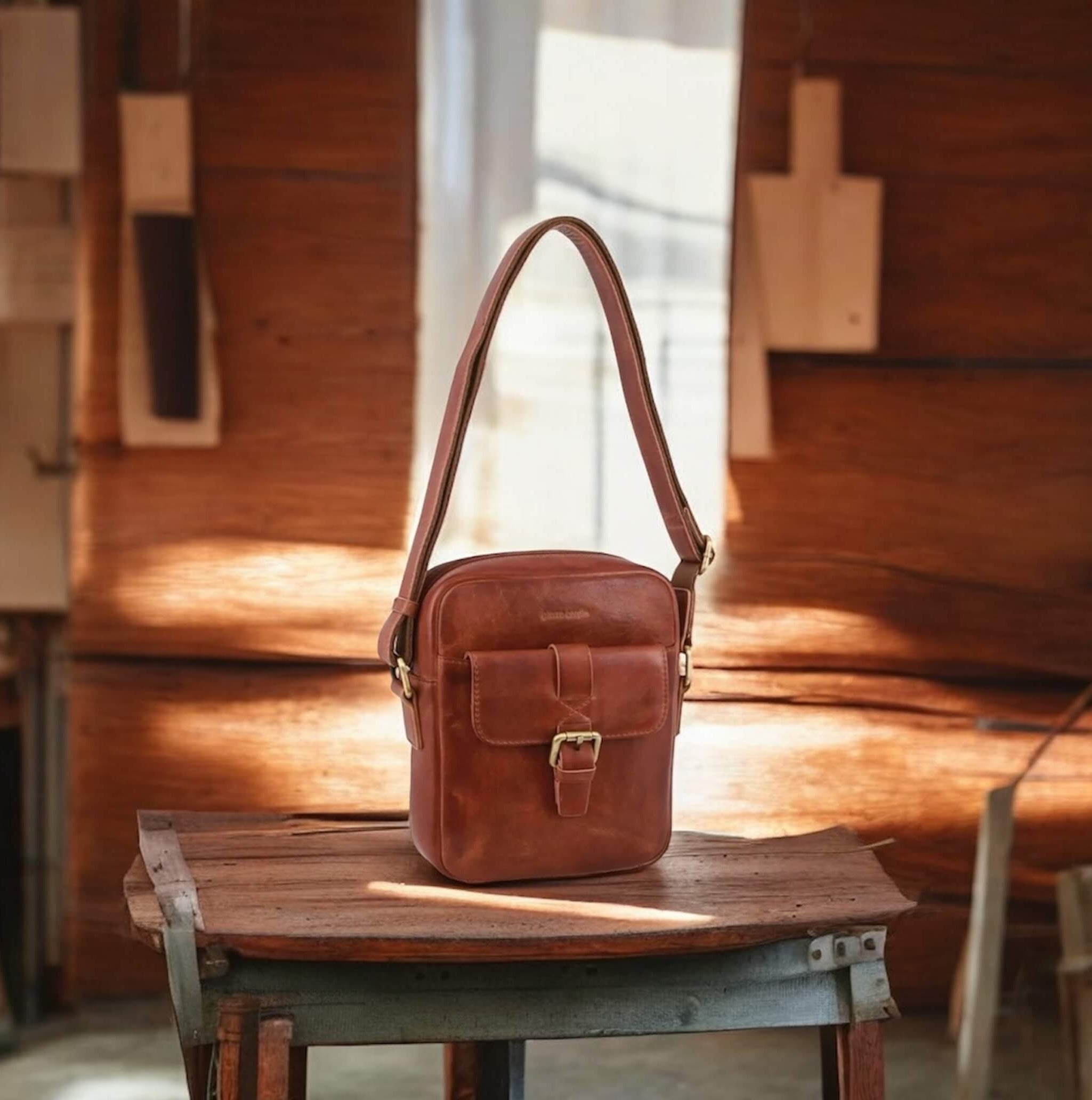 Pierre Cardin PC3829 Italian Leather Cross Body Bag/Cognac