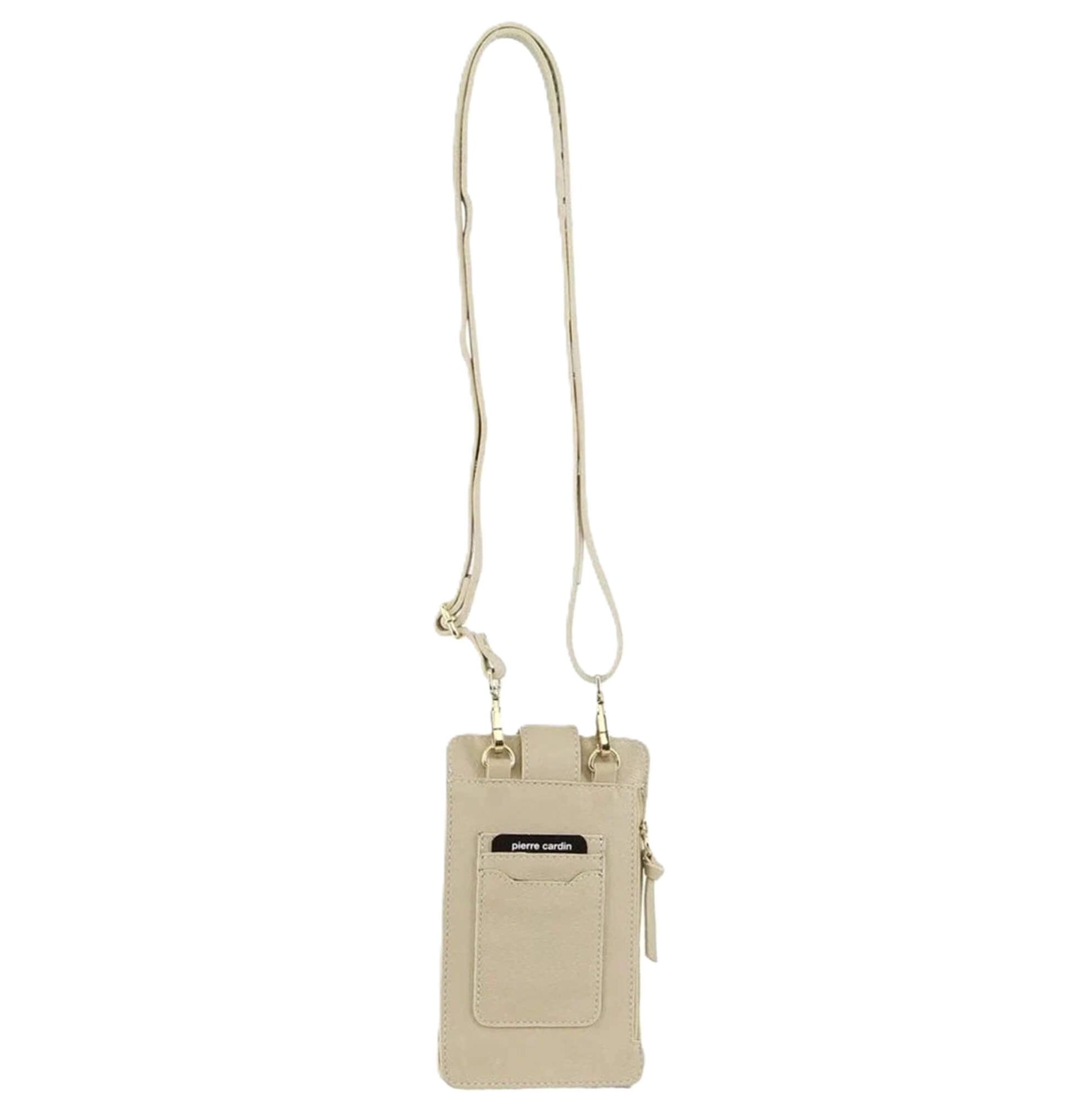 Pierre Cardin Compact Leather Phone Holder Bag in Cement