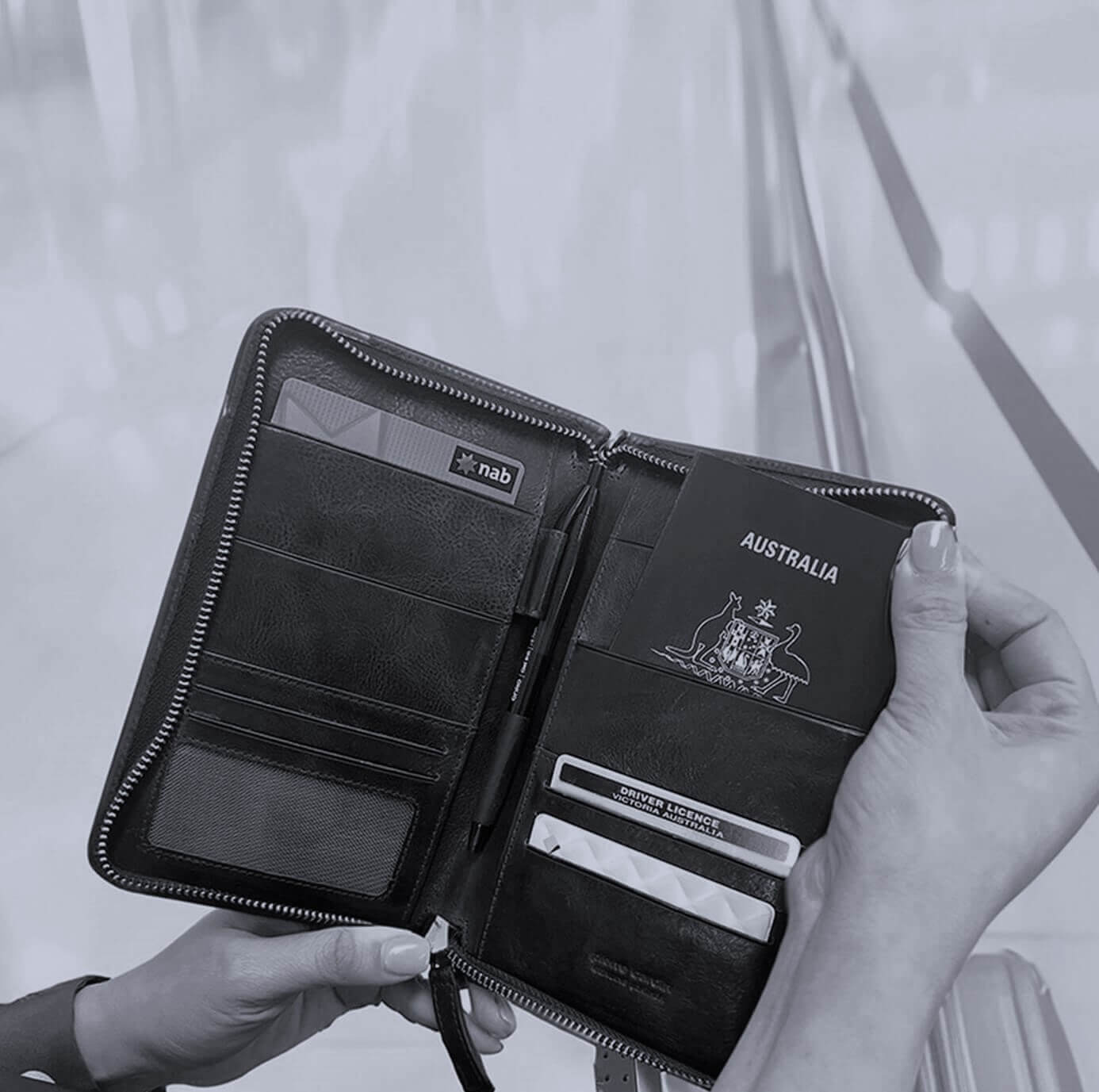 Pierre Cardin Genuine Italian Leather Passport Wallet in Black