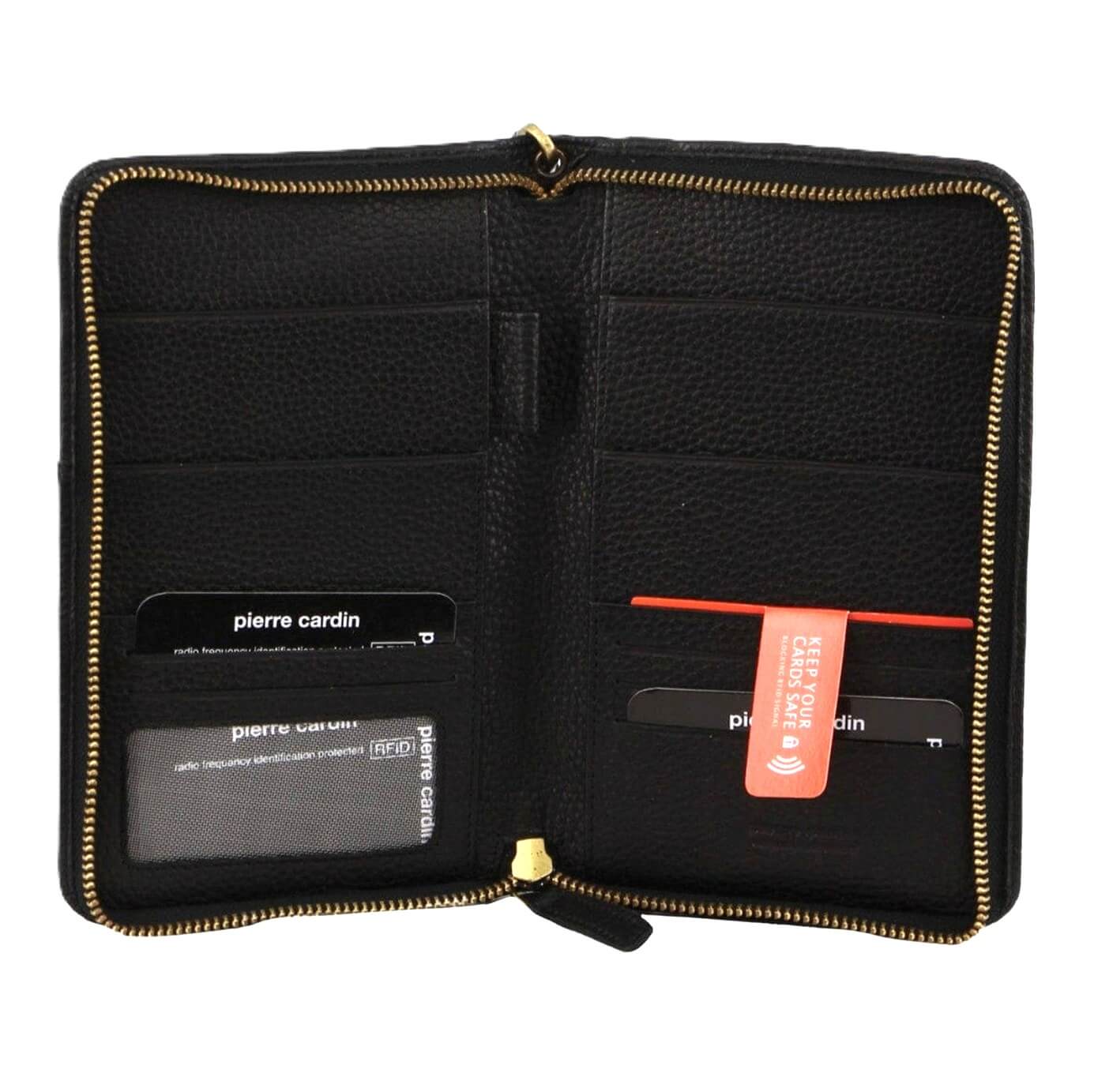 Pierre Cardin Genuine Italian Leather Passport Wallet in Black