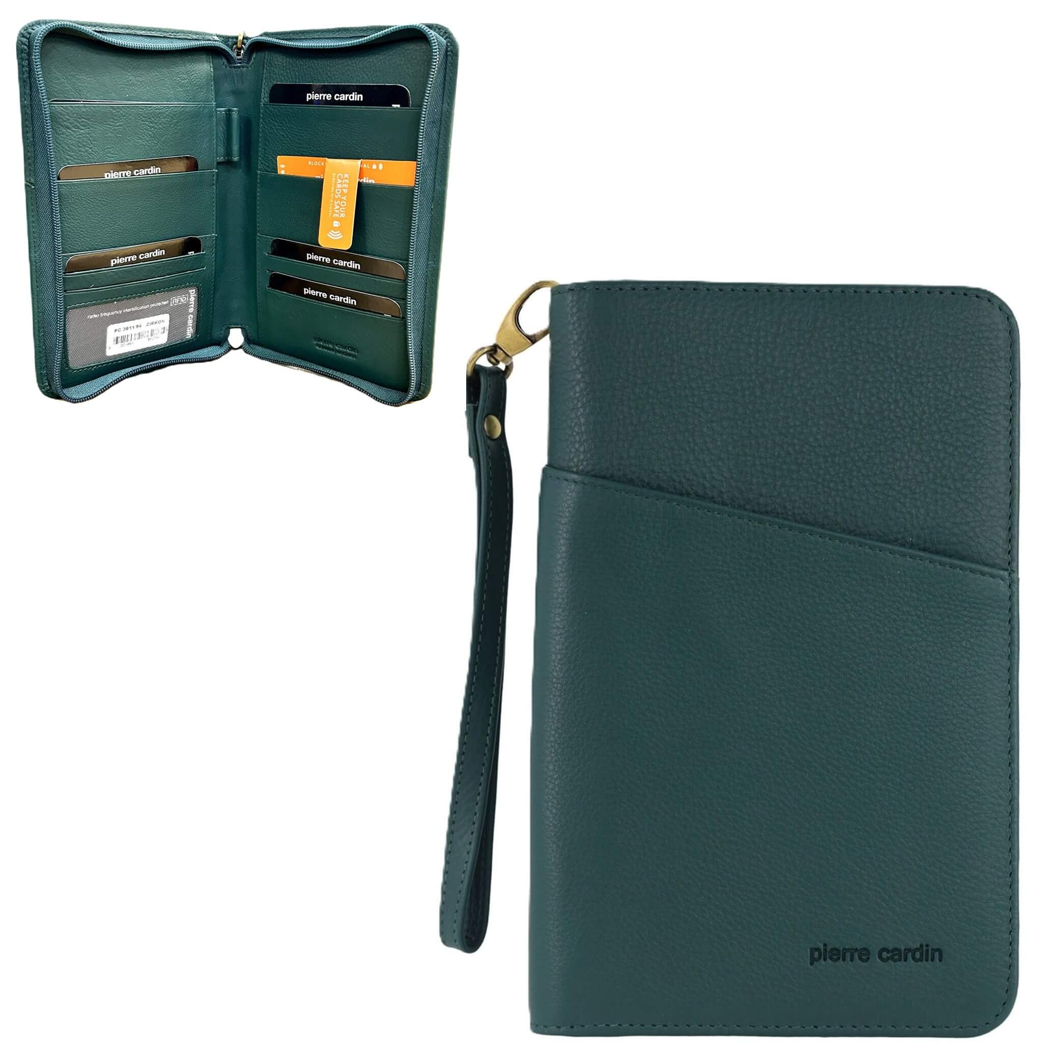 Pierre Cardin Genuine Italian Leather Passport Wallet in Zirkon