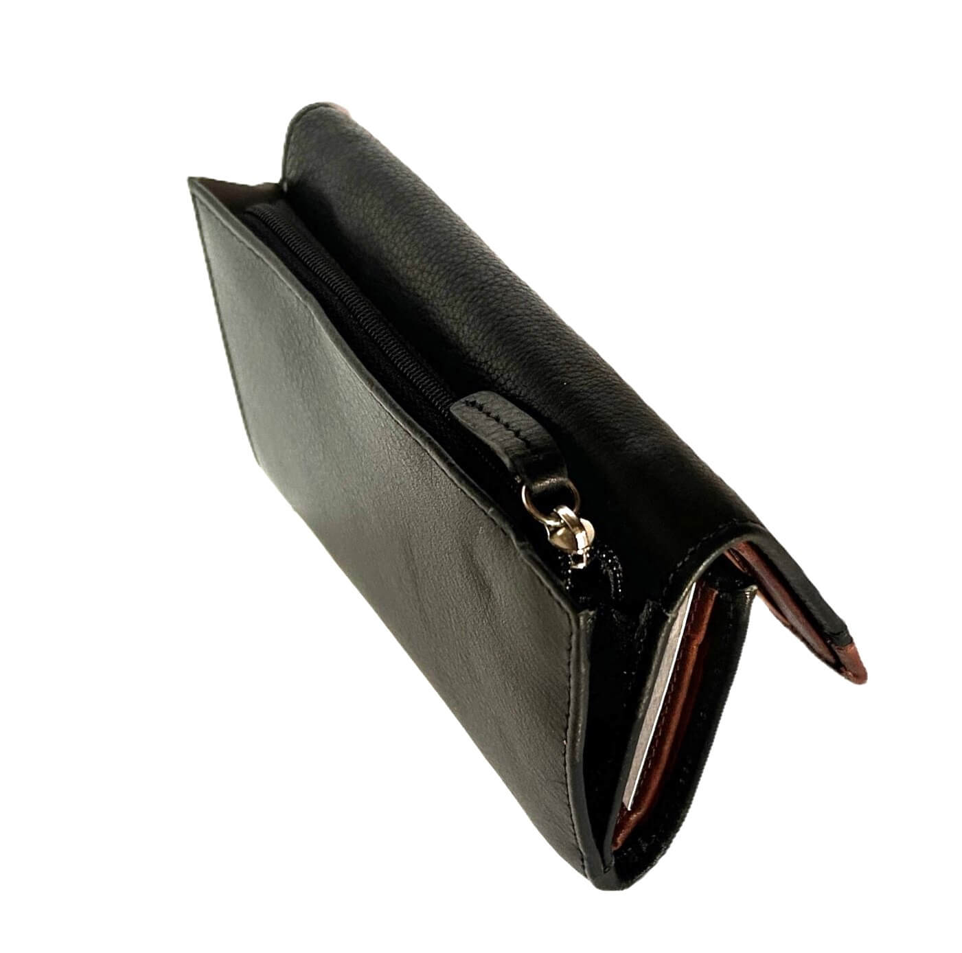 Pierre Cardin Ladies Leather Tri-fold Wallet in Black/Cognac