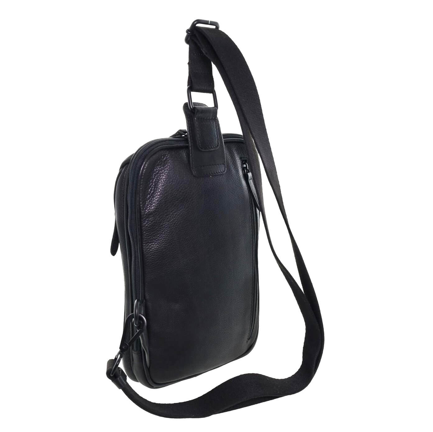 Pierre Cardin Men’s Leather Crossbody-Sling Bag in Black