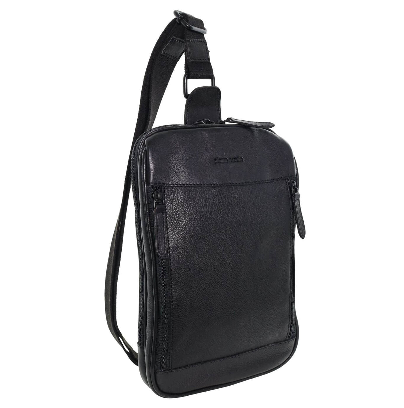 Pierre Cardin Men’s Leather Crossbody-Sling Bag in Black