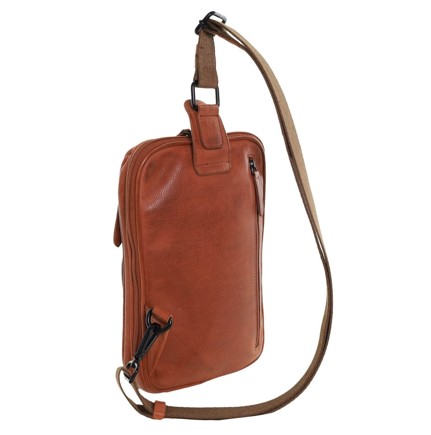 Pierre Cardin Men’s Leather Crossbody-Sling Bag in Cognac