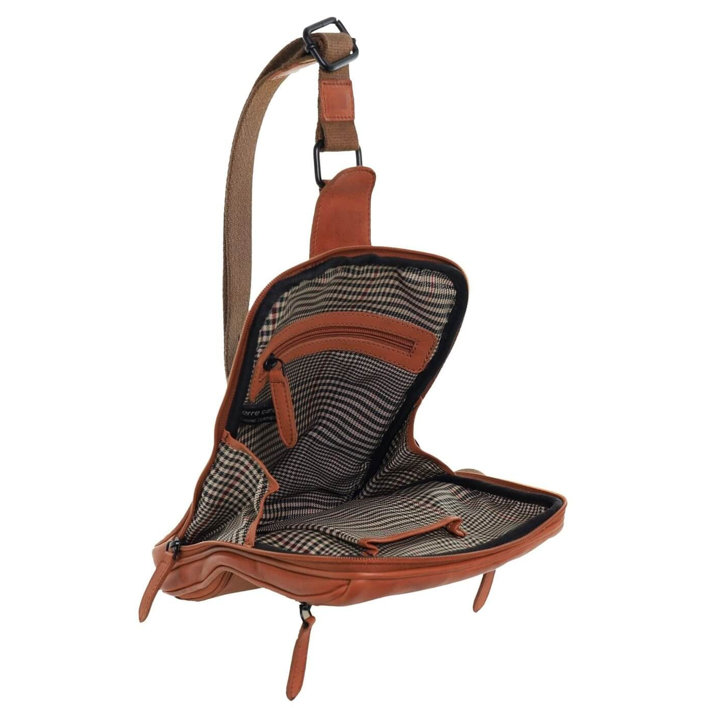 Pierre Cardin Men’s Leather Crossbody-Sling Bag in Cognac