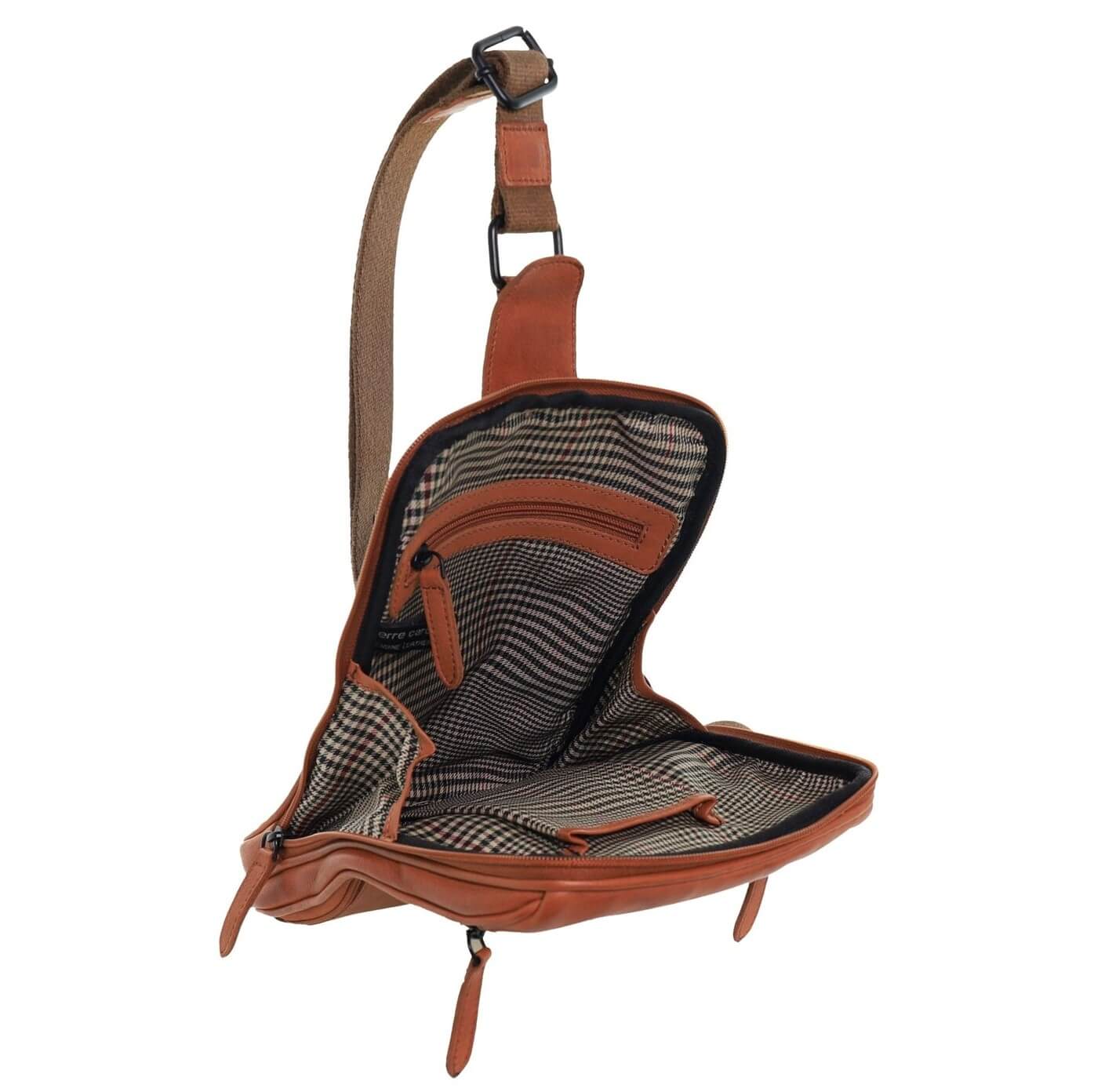 Pierre Cardin Men’s Leather Crossbody-Sling Bag in Cognac