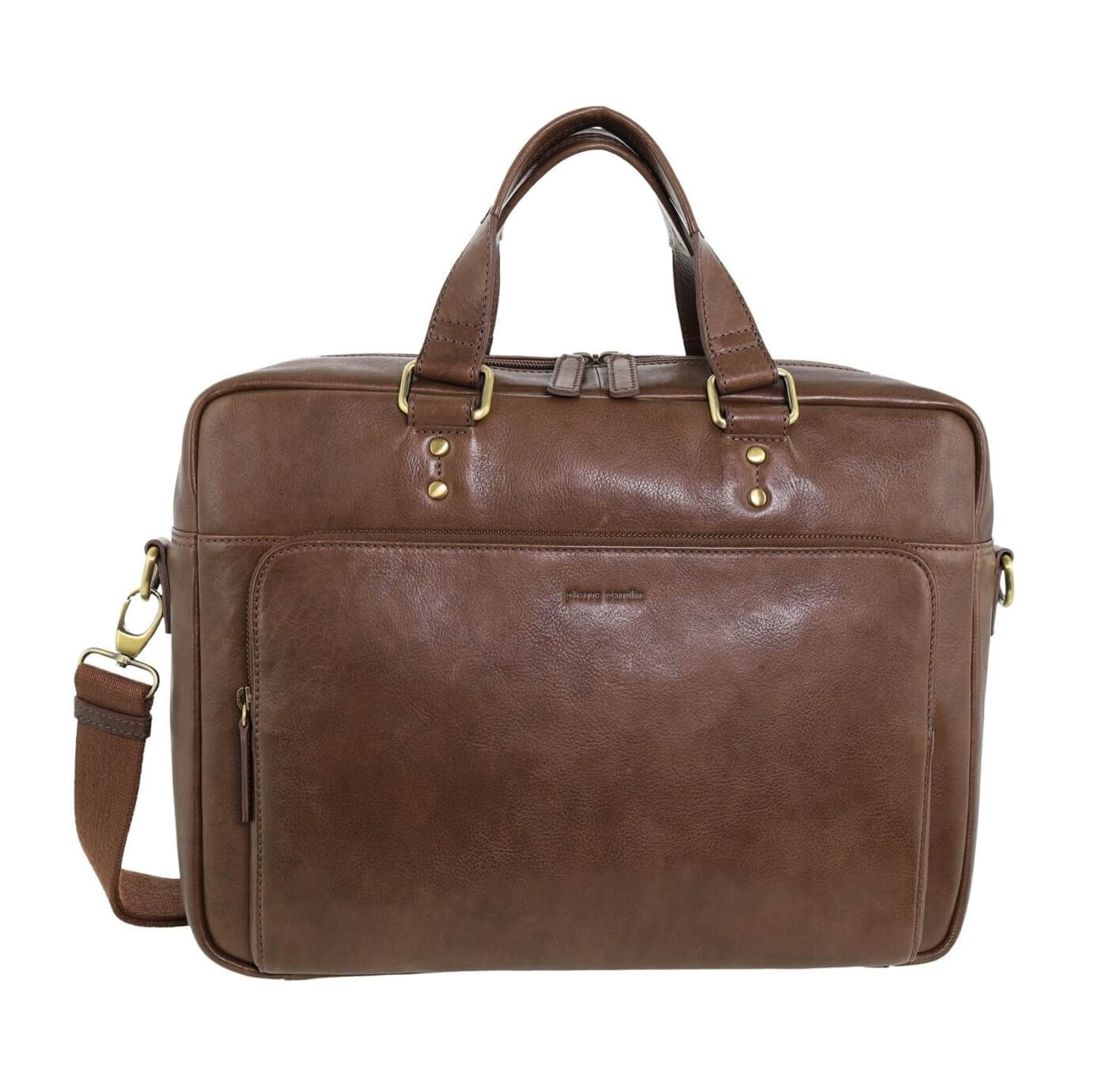 Pierre Cardin Men’s Rustic Leather Business-Laptop Bag in Oak