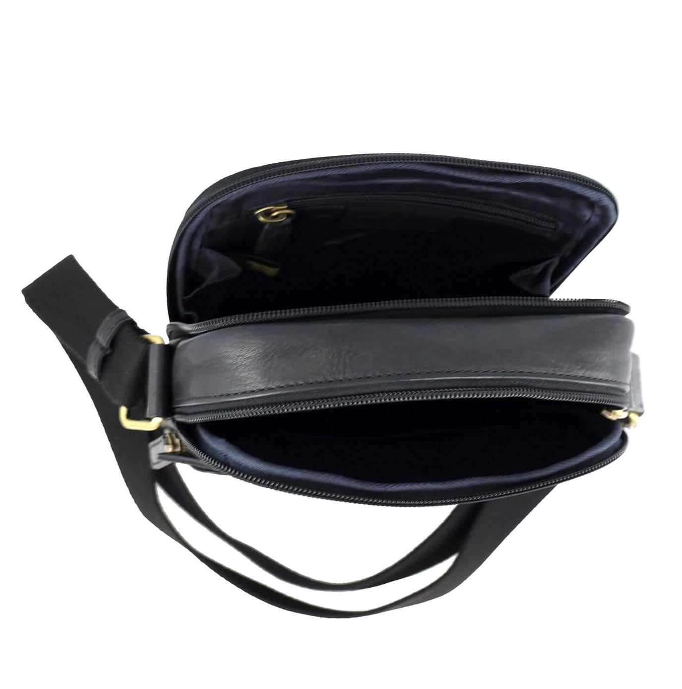 Pierre Cardin Men’s Leather Compact Crossbody Bag – Black