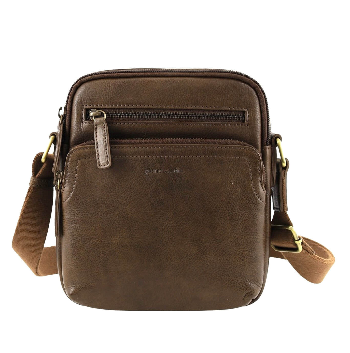 Pierre Cardin Men’s Leather Compact Crossbody Bag in Oak