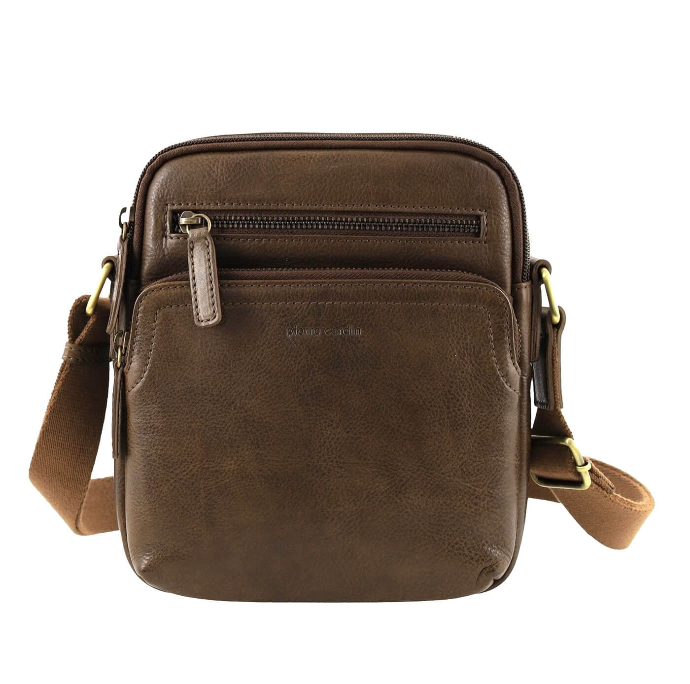 Pierre Cardin Men’s Leather Compact Crossbody Bag in Oak