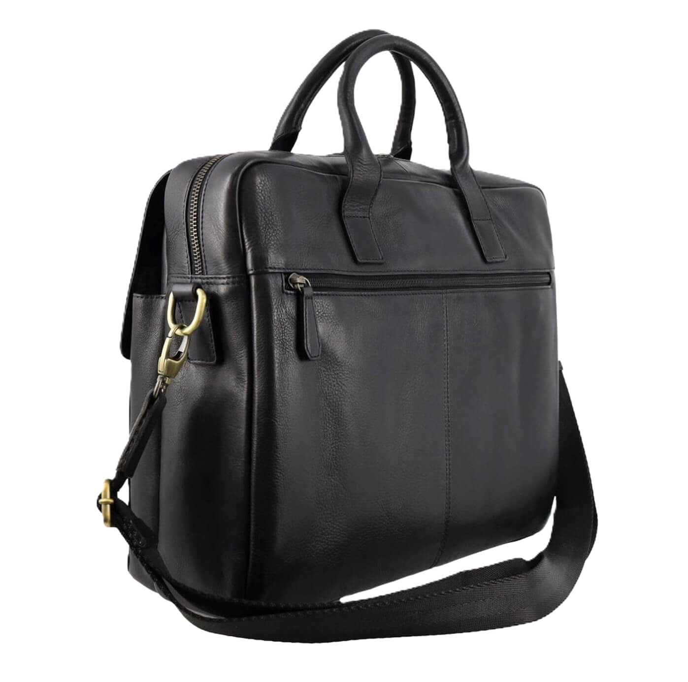 Pierre Cardin Men’s Leather Messenger-Laptop Bag in Black