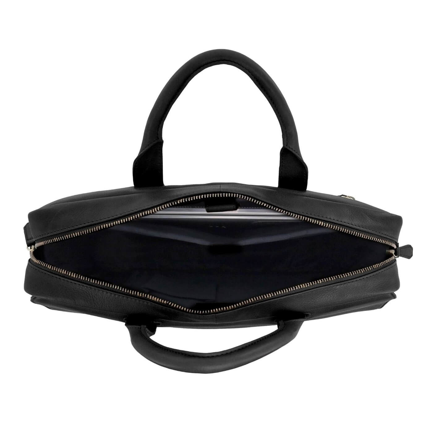 Pierre Cardin Men’s Leather Messenger-Laptop Bag in Black