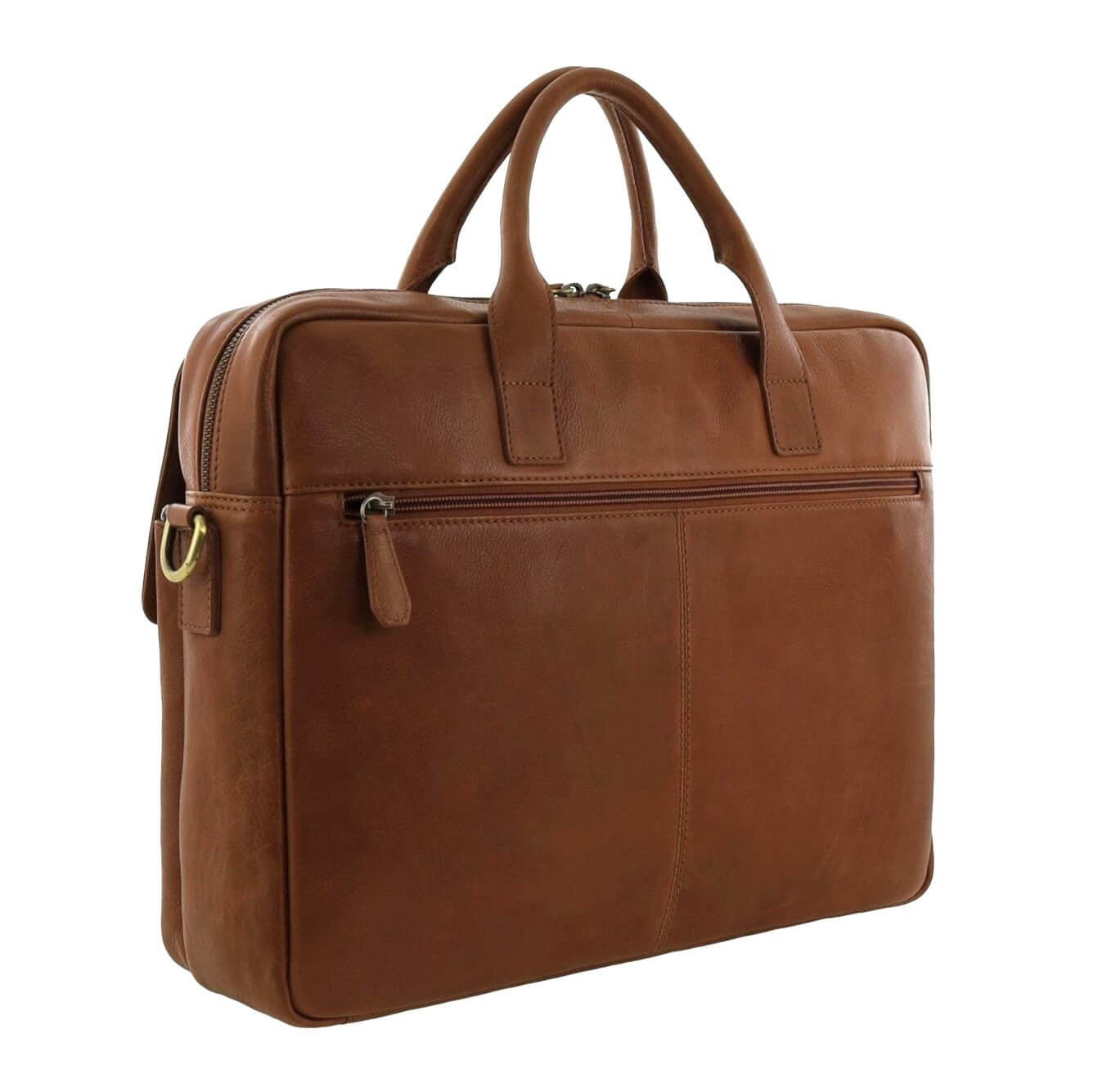 Pierre Cardin Men’s Leather Messenger-Laptop Bag in Cognac