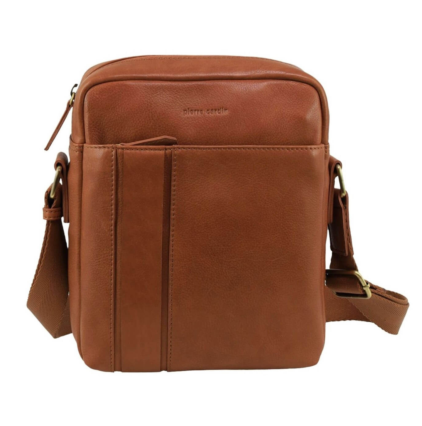Pierre Cardin Men’s Leather Versatile Crossbody Bag in Cognac