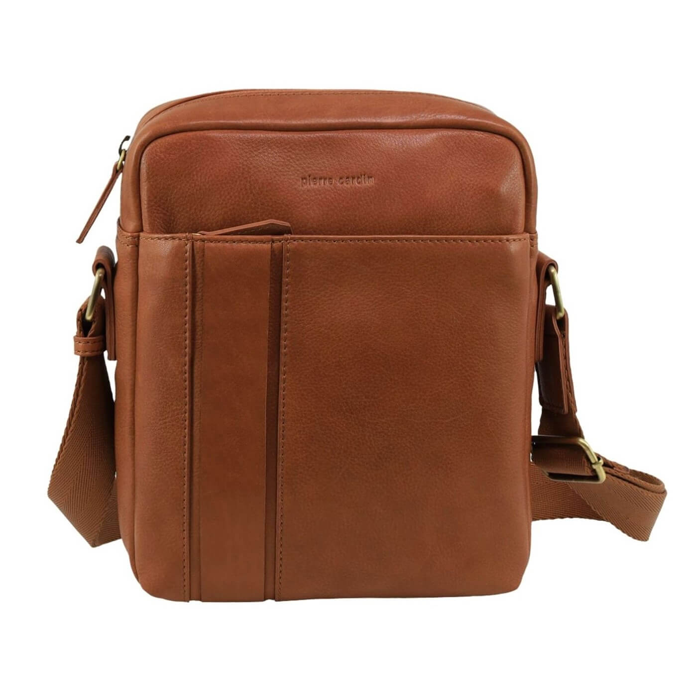 Pierre Cardin Men’s Leather Versatile Crossbody Bag in Cognac