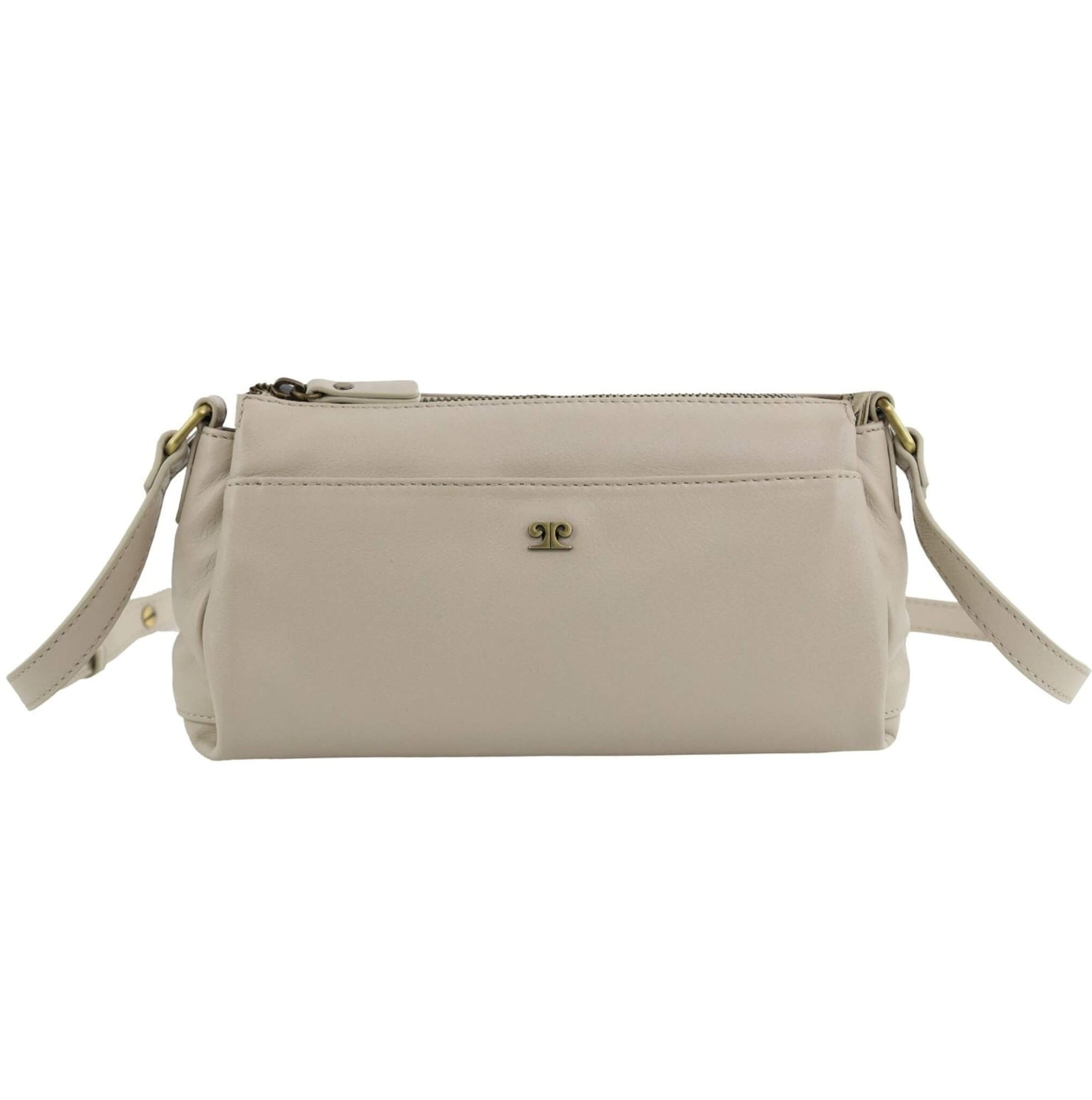 Pierre Cardin Ladies Leather Durable Crossbody Bag in Bone